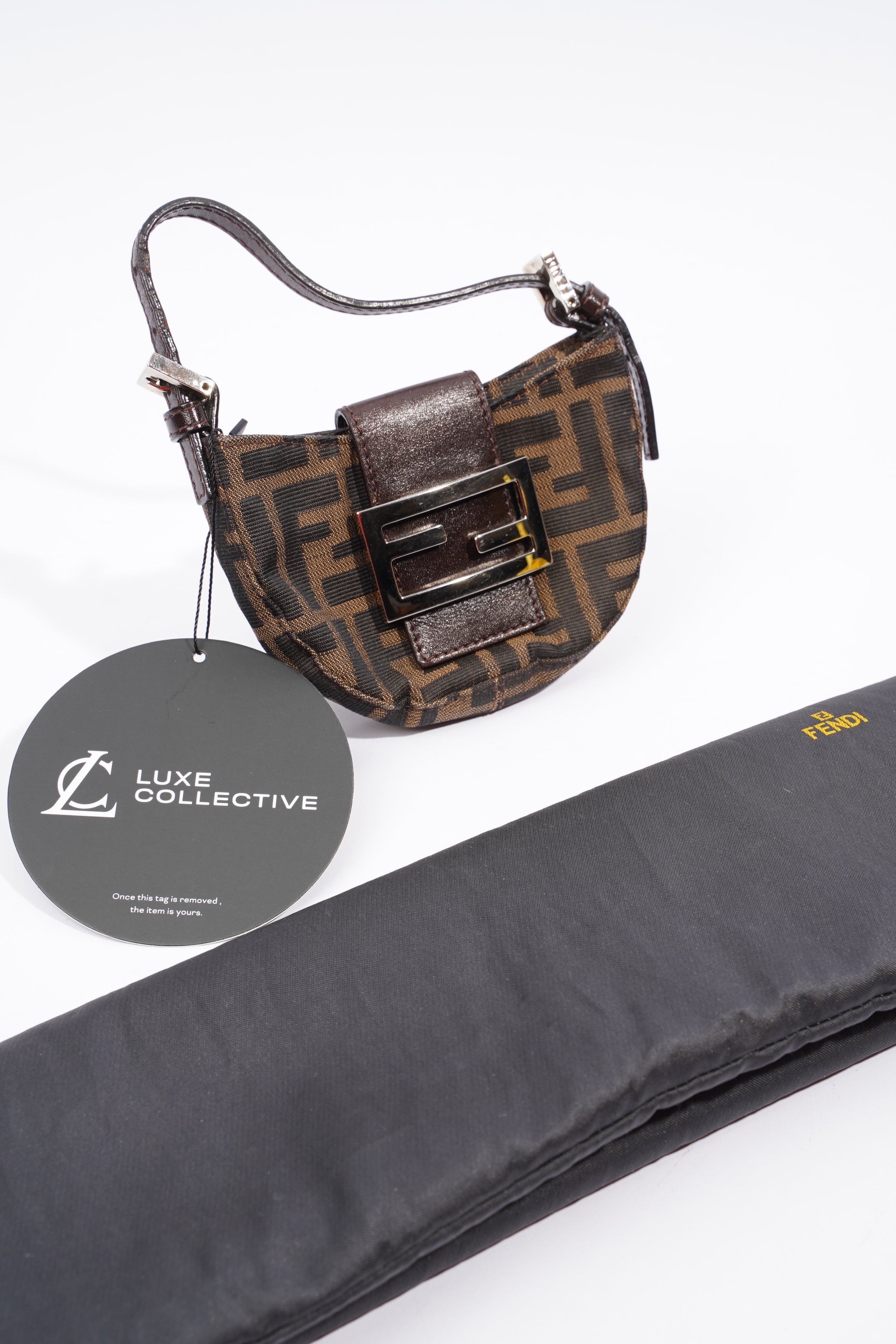 Fendi Mini Zucca Croissant Brown/Black Monogram Canvas