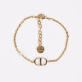 Christian Dior Petit CD Bracelet Gold-Finish Metal with a White Resin Pearl Gold Base Metal
