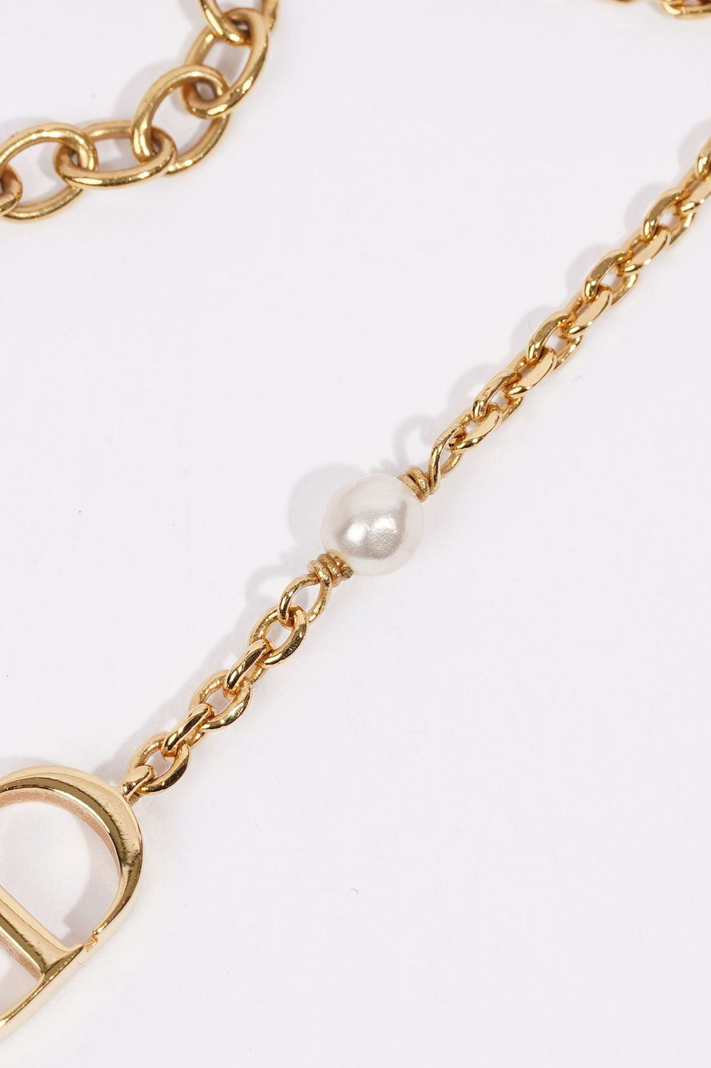 Christian Dior Petit CD Bracelet Gold-Finish Metal with a White Resin Pearl Gold Base Metal