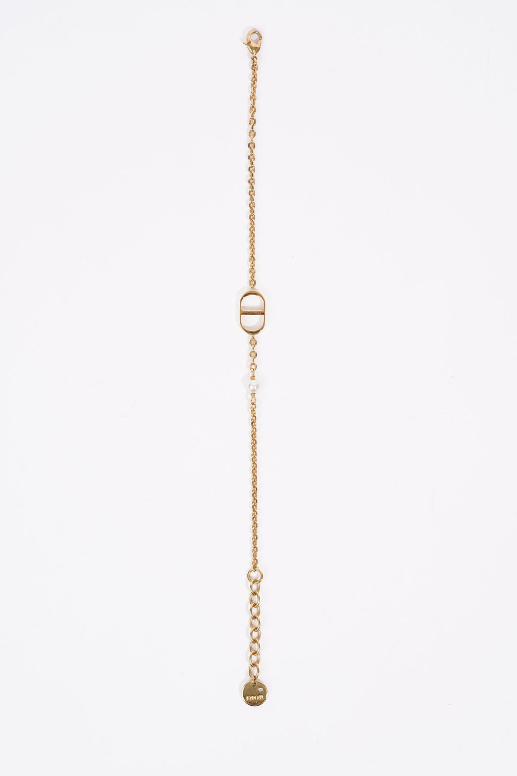 Christian Dior Petit CD Bracelet Gold-Finish Metal with a White Resin Pearl Gold Base Metal