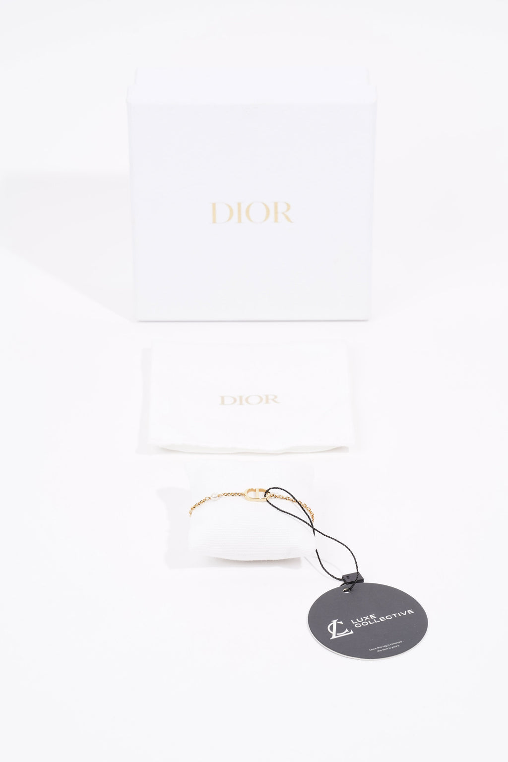 Christian Dior Petit CD Bracelet Gold-Finish Metal with a White Resin Pearl Gold Base Metal