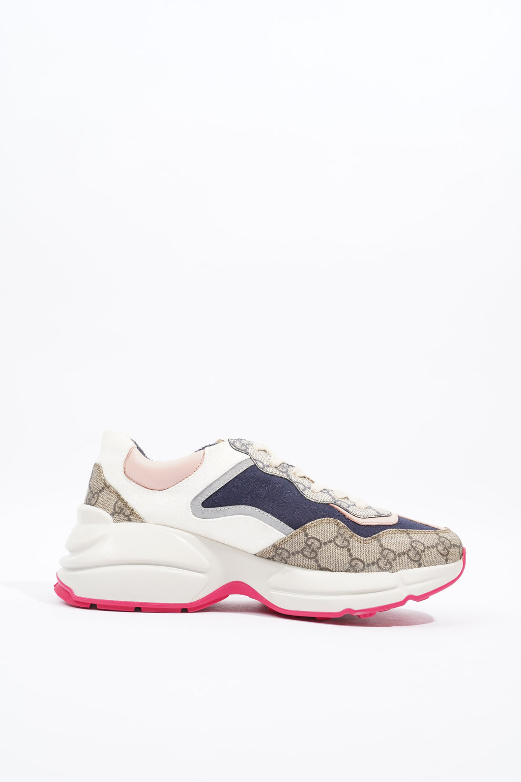 Gucci GG Rhyton Navy / Pink / Beige Logo Canvas EU 39.5 UK 6.5