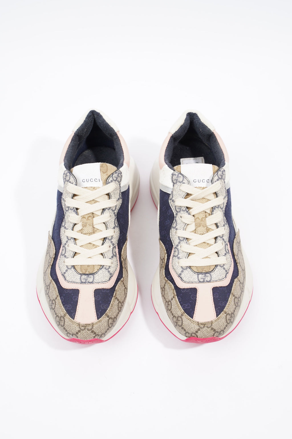 Gucci GG Rhyton Navy / Pink / Beige Logo Canvas EU 39.5 UK 6.5