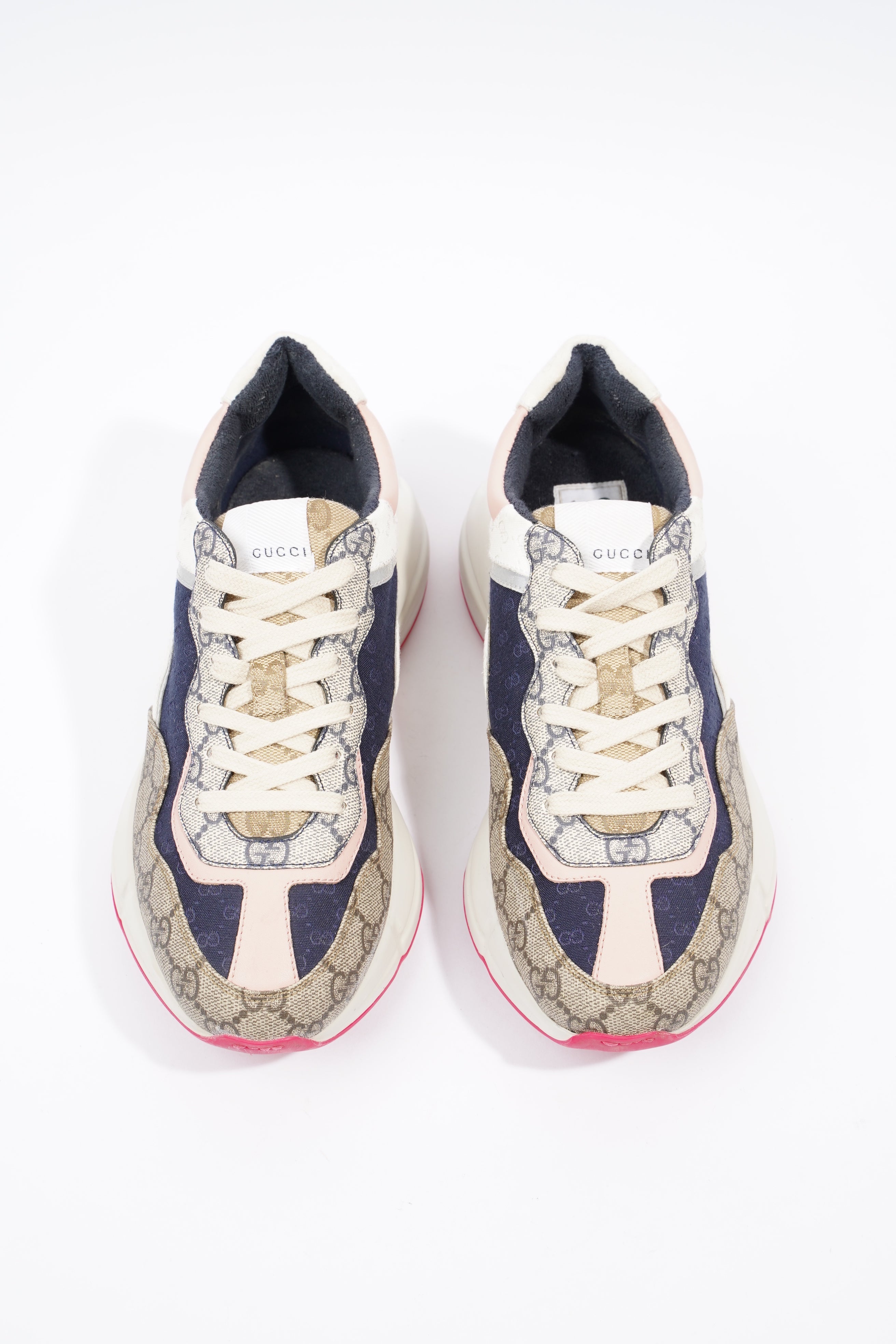 Gucci GG Rhyton Navy / Pink / Beige Logo Canvas EU 39.5 UK 6.5