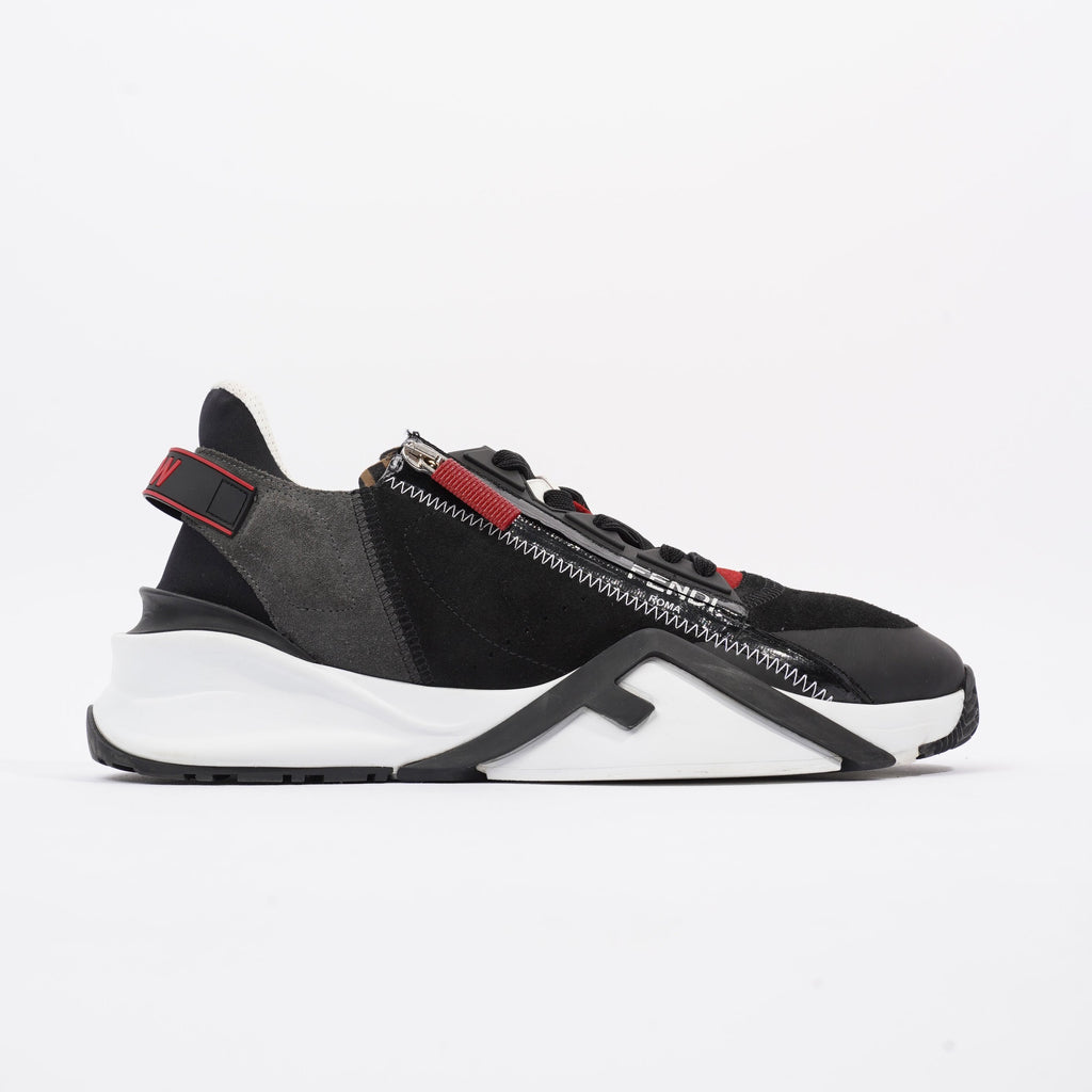 Fendi Flow Black / White / Red Suede EU 42.5 UK 8.5