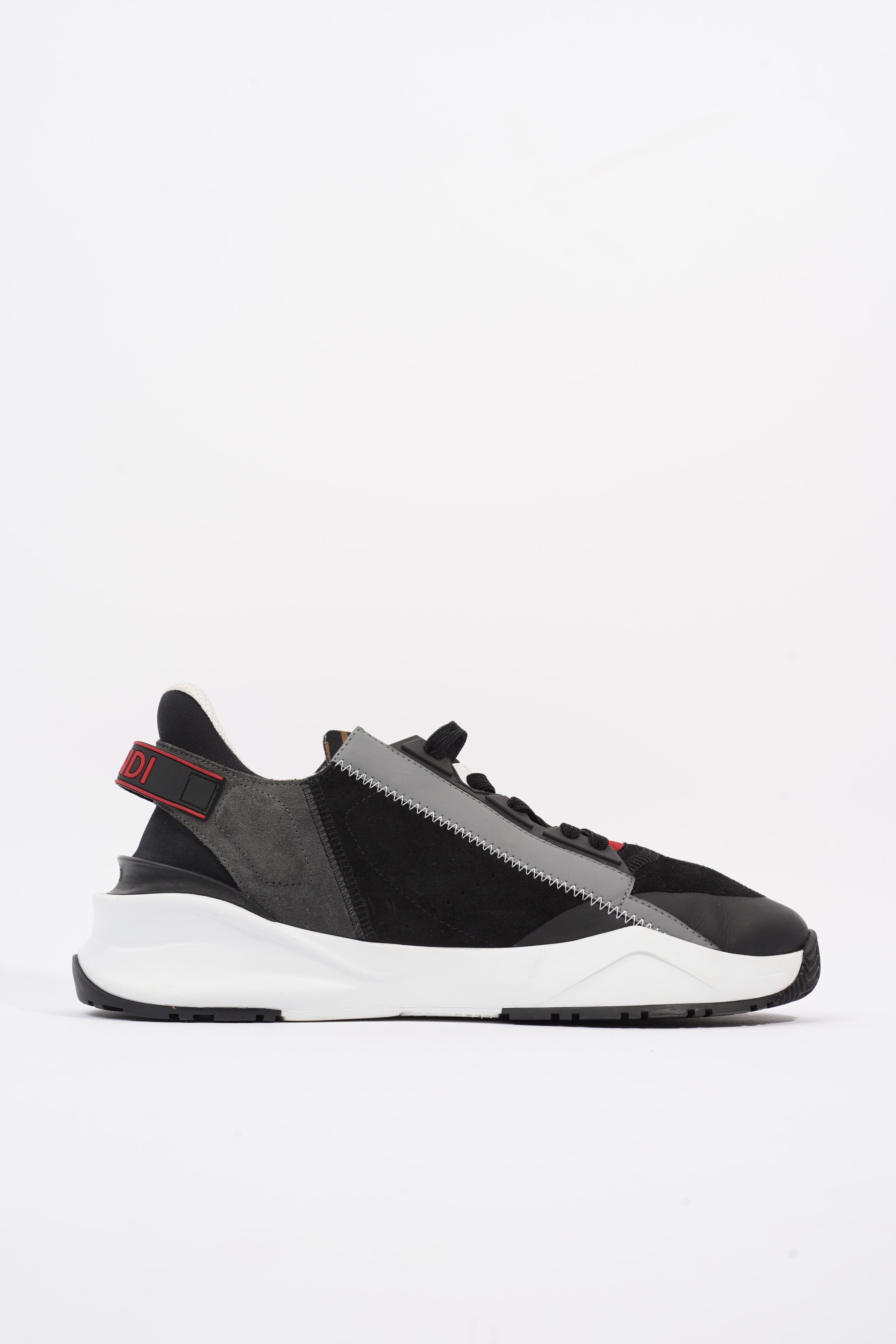 Fendi Flow Black / White / Red Suede EU 42.5 UK 8.5