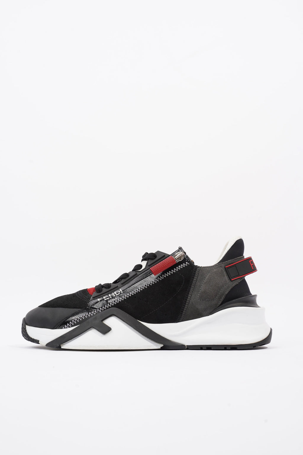 Fendi Flow Black / White / Red Suede EU 42.5 UK 8.5