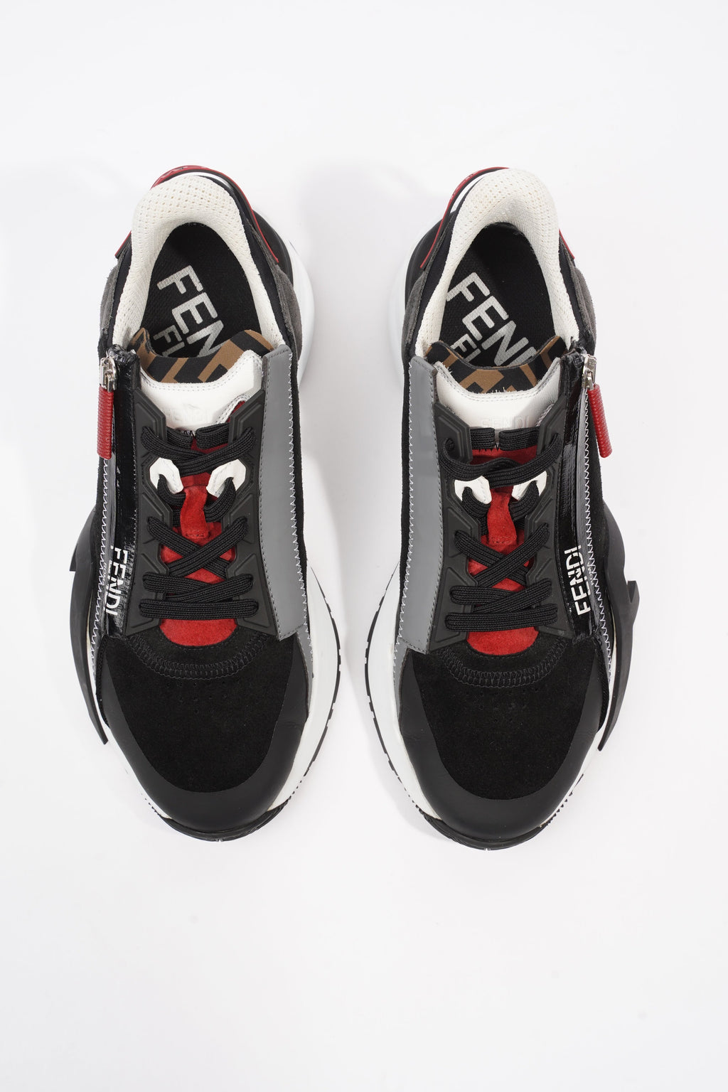 Fendi Flow Black / White / Red Suede EU 42.5 UK 8.5