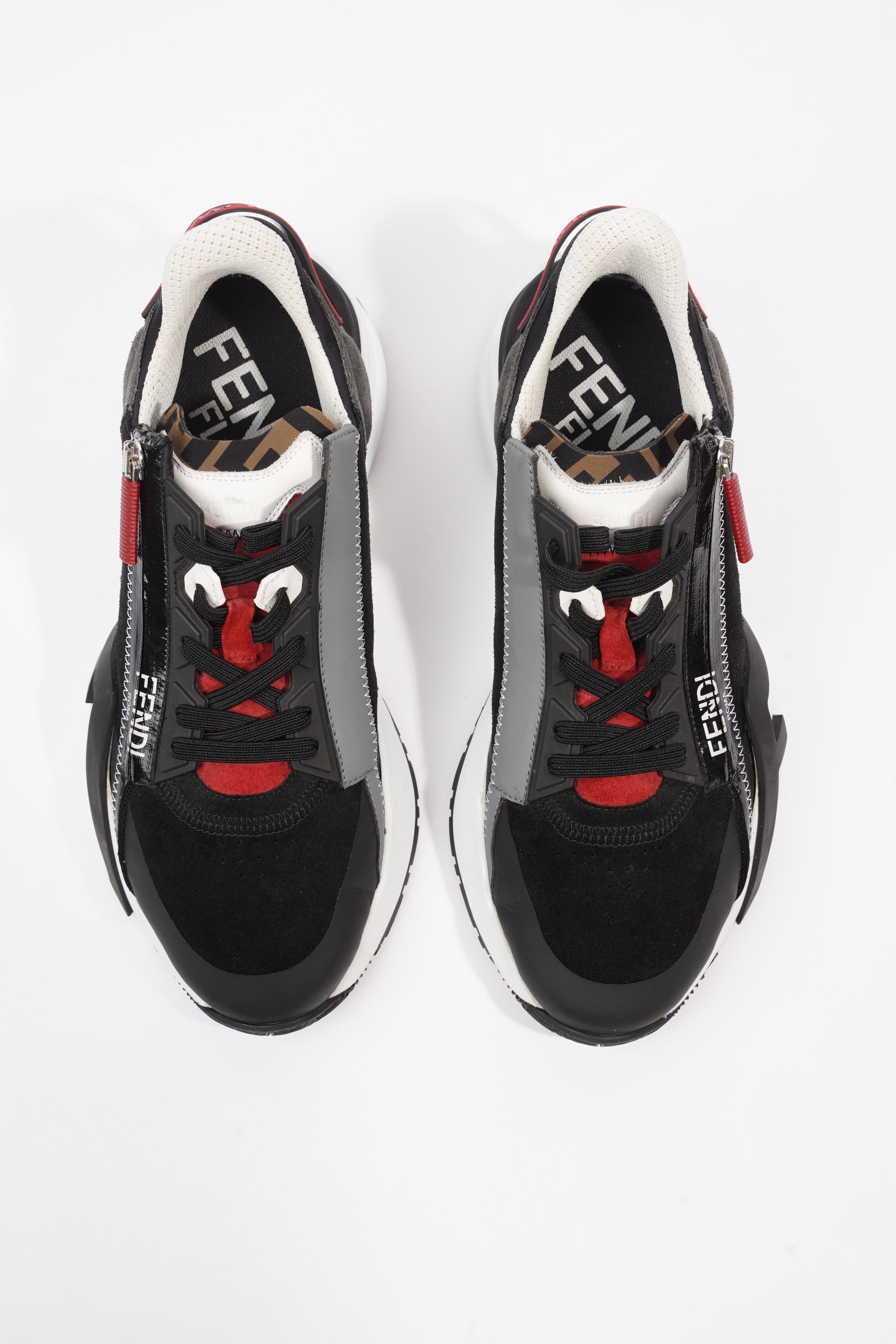 Fendi Flow Black / White / Red Suede EU 42.5 UK 8.5