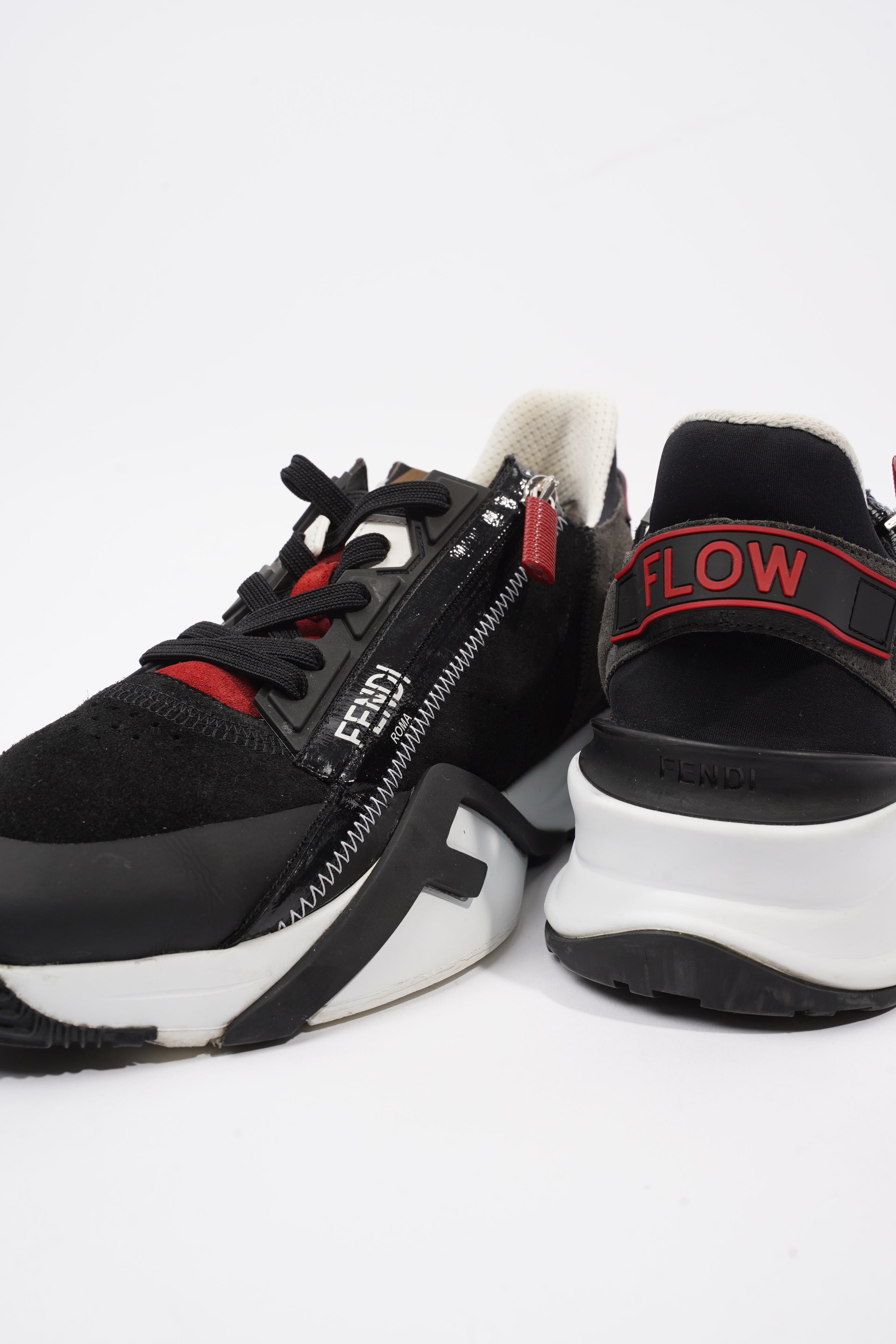Fendi Flow Black / White / Red Suede EU 42.5 UK 8.5