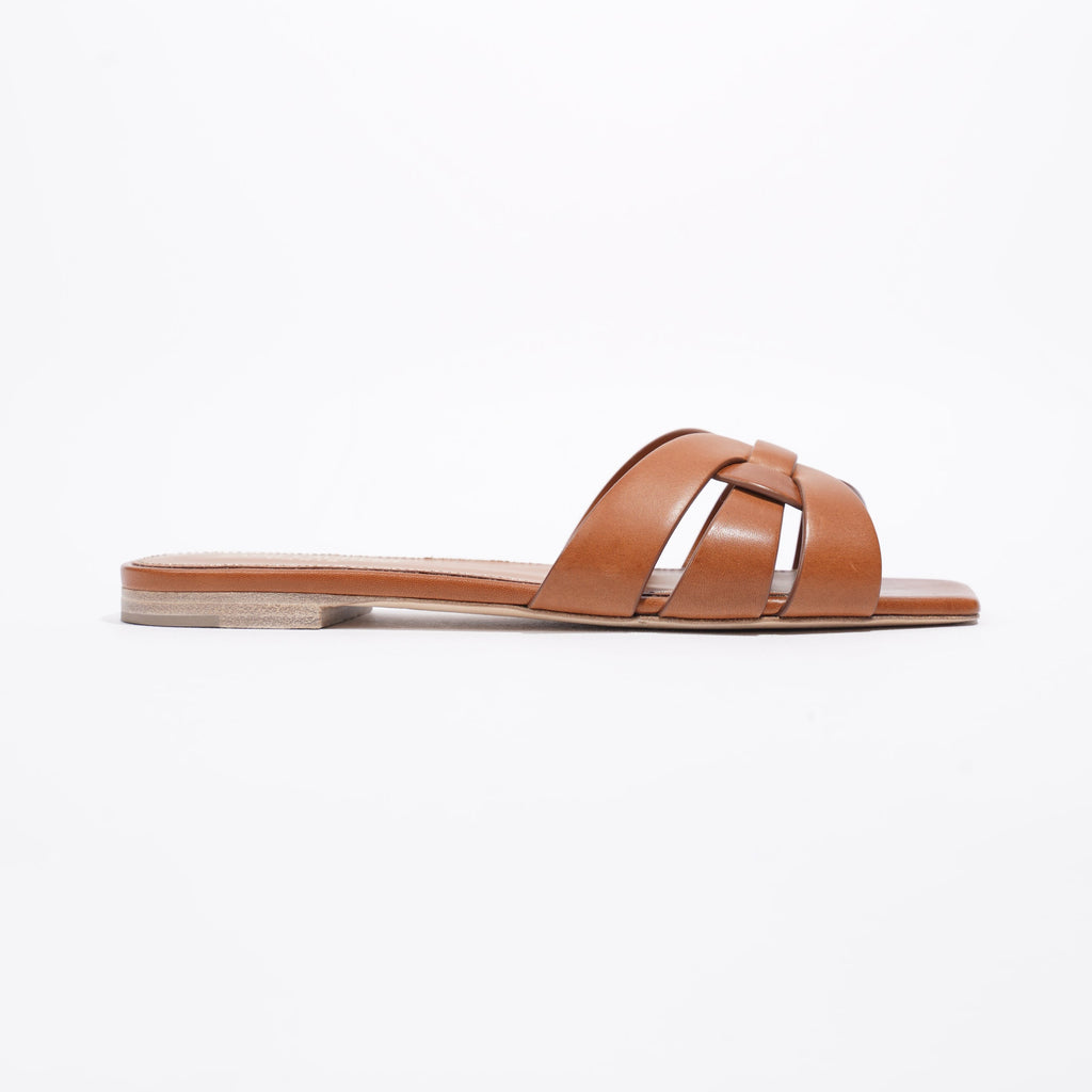Saint Laurent Tribute Mules Brown Leather EU 37 UK 4