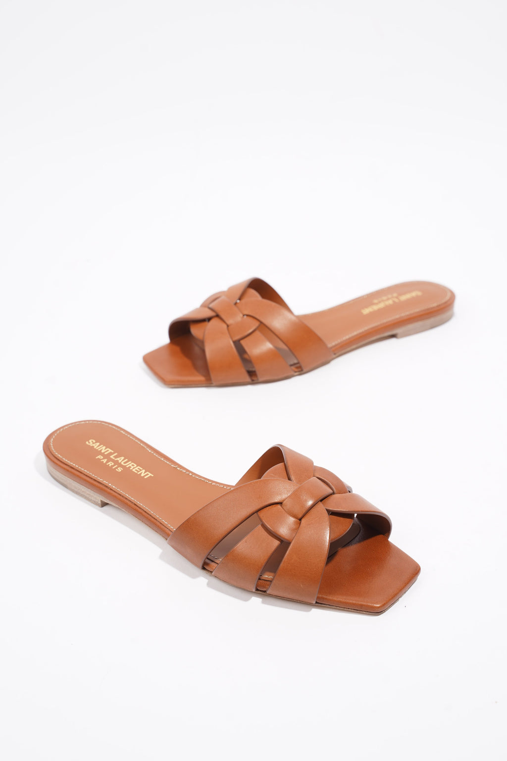 Saint Laurent Tribute Mules Brown Leather EU 37 UK 4