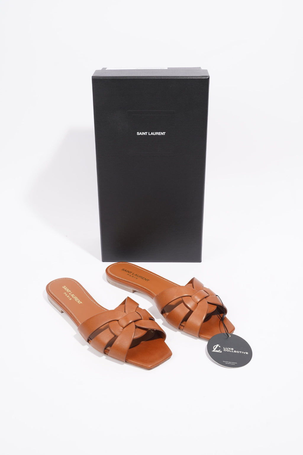 Saint Laurent Tribute Mules Brown Leather EU 37 UK 4