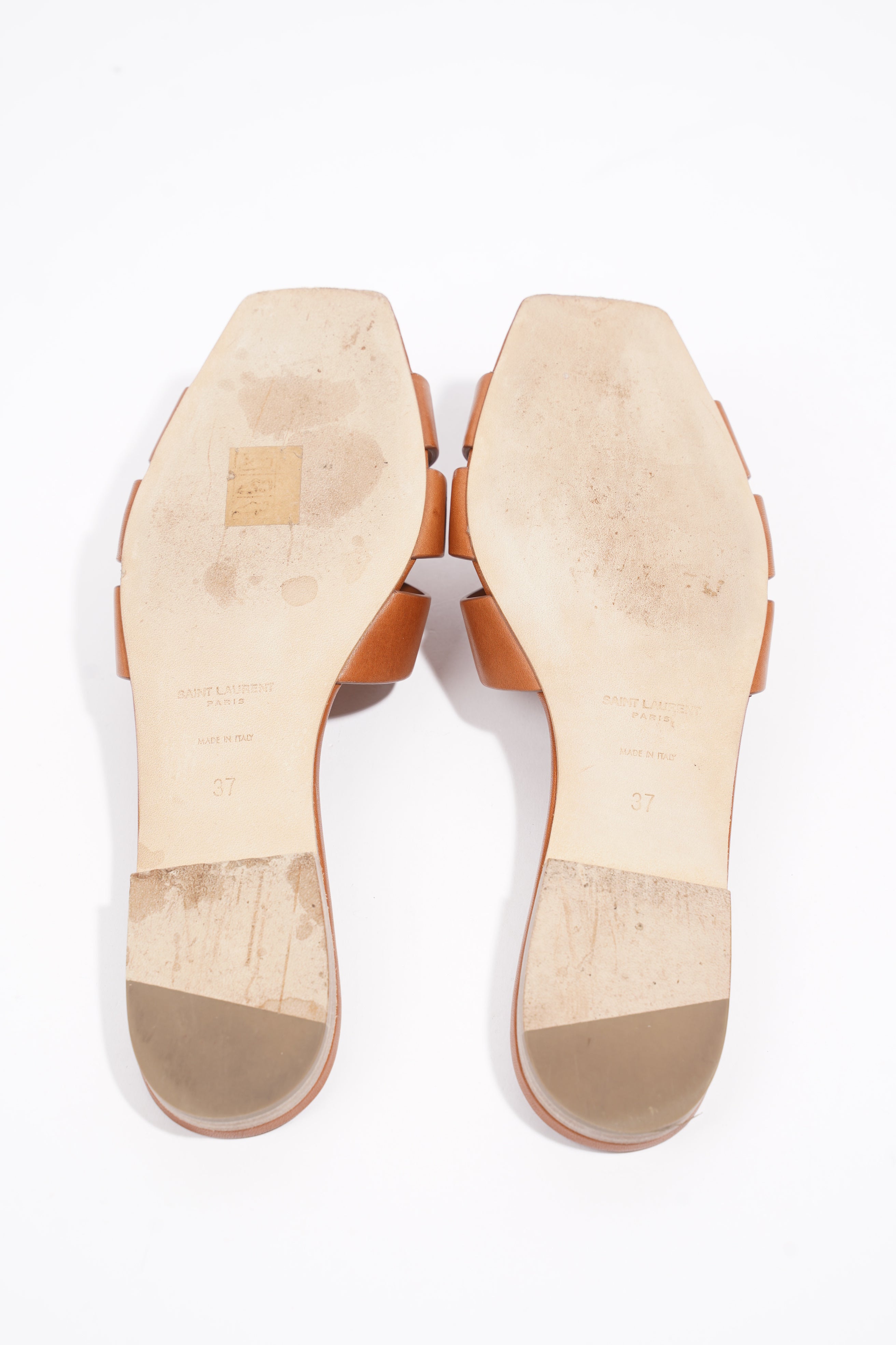 Saint Laurent Tribute Mules Brown Leather EU 37 UK 4