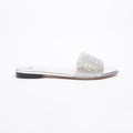 Fendi Signature Slides Silver Sequin EU 39 UK 6