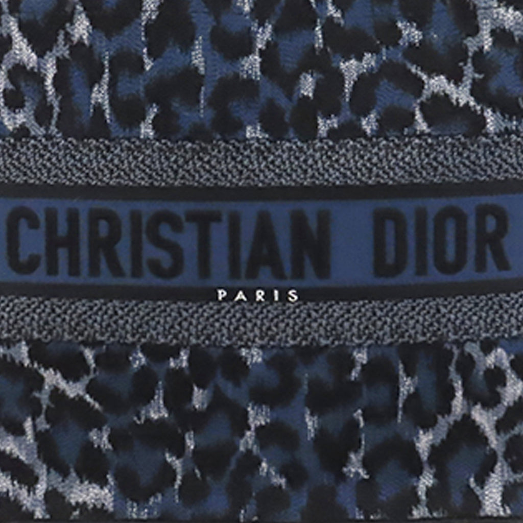 Dior Book Tote Medium Blue Leopard Canvas