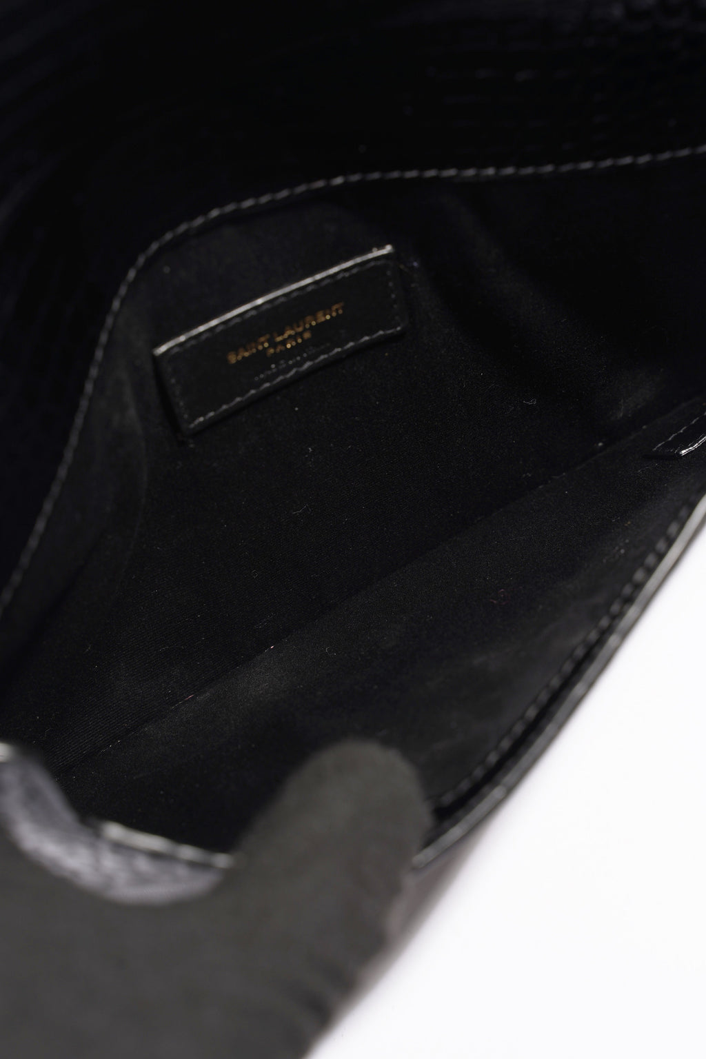 Saint Laurent Uptown Crocodile-Effect Black Embossed Leather