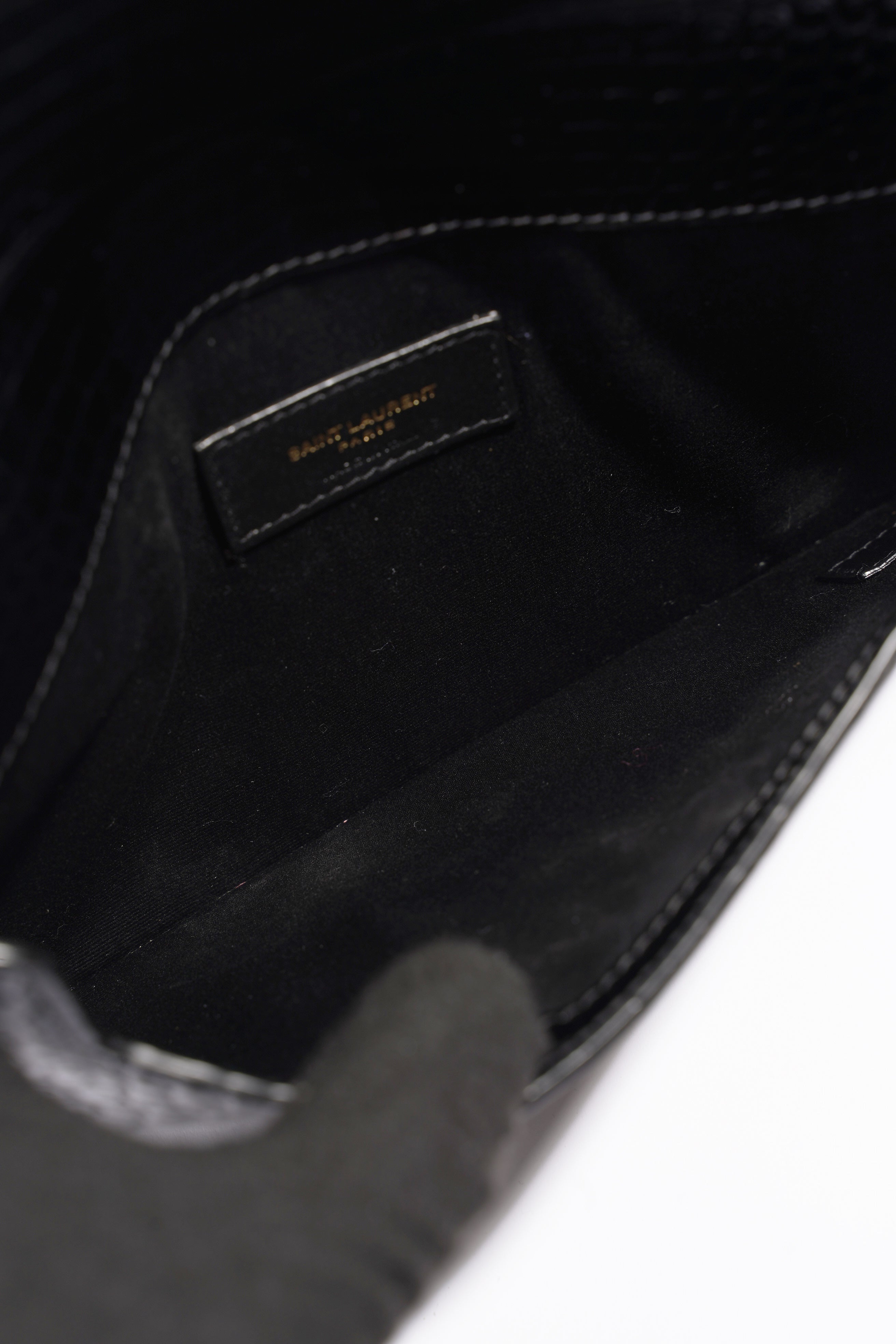 Saint Laurent Uptown Crocodile-Effect Black Embossed Leather
