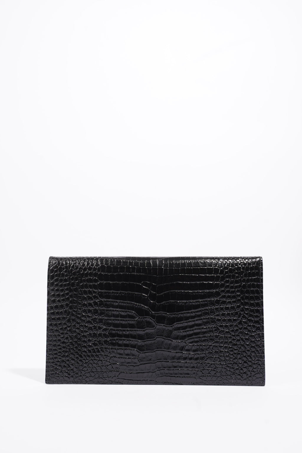 Saint Laurent Uptown Crocodile-Effect Black Embossed Leather