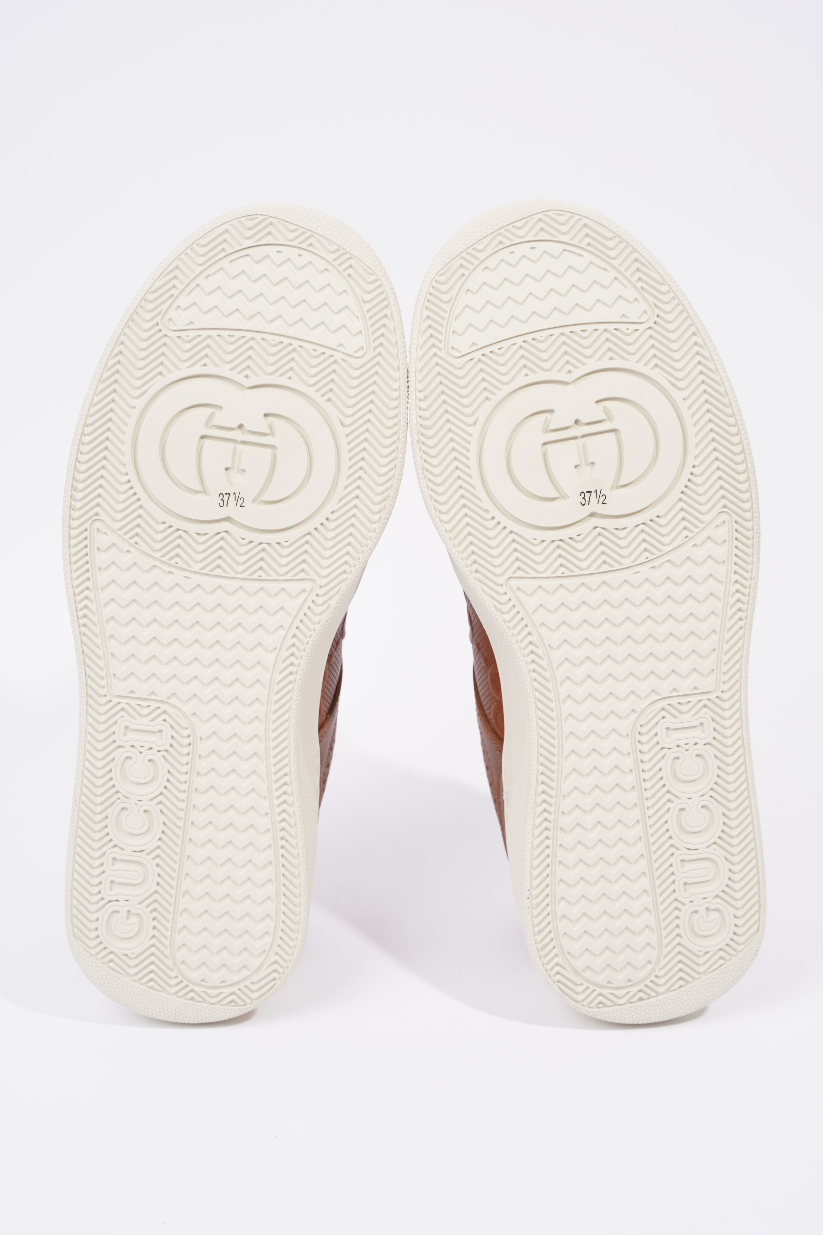 Gucci GG Logo Embossed Brown / White Leather EU 37.5 UK 4.5