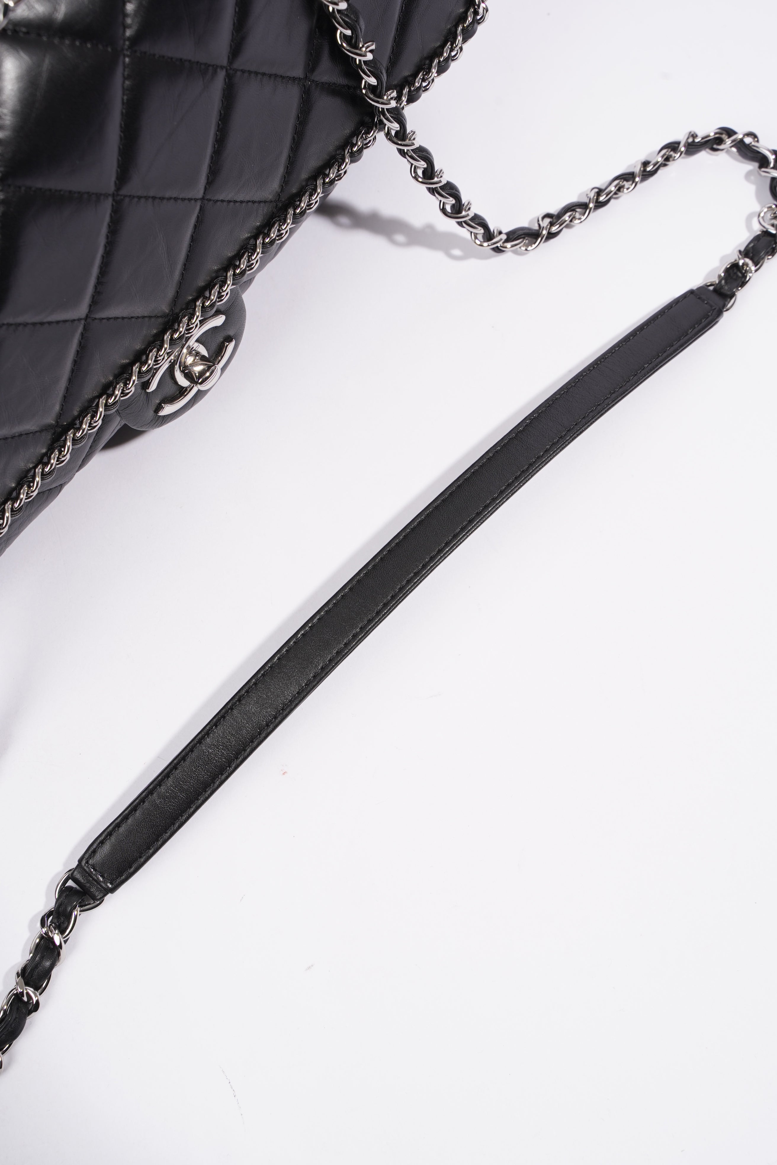 Chanel Chain Around Jumbo Flap Black Leather