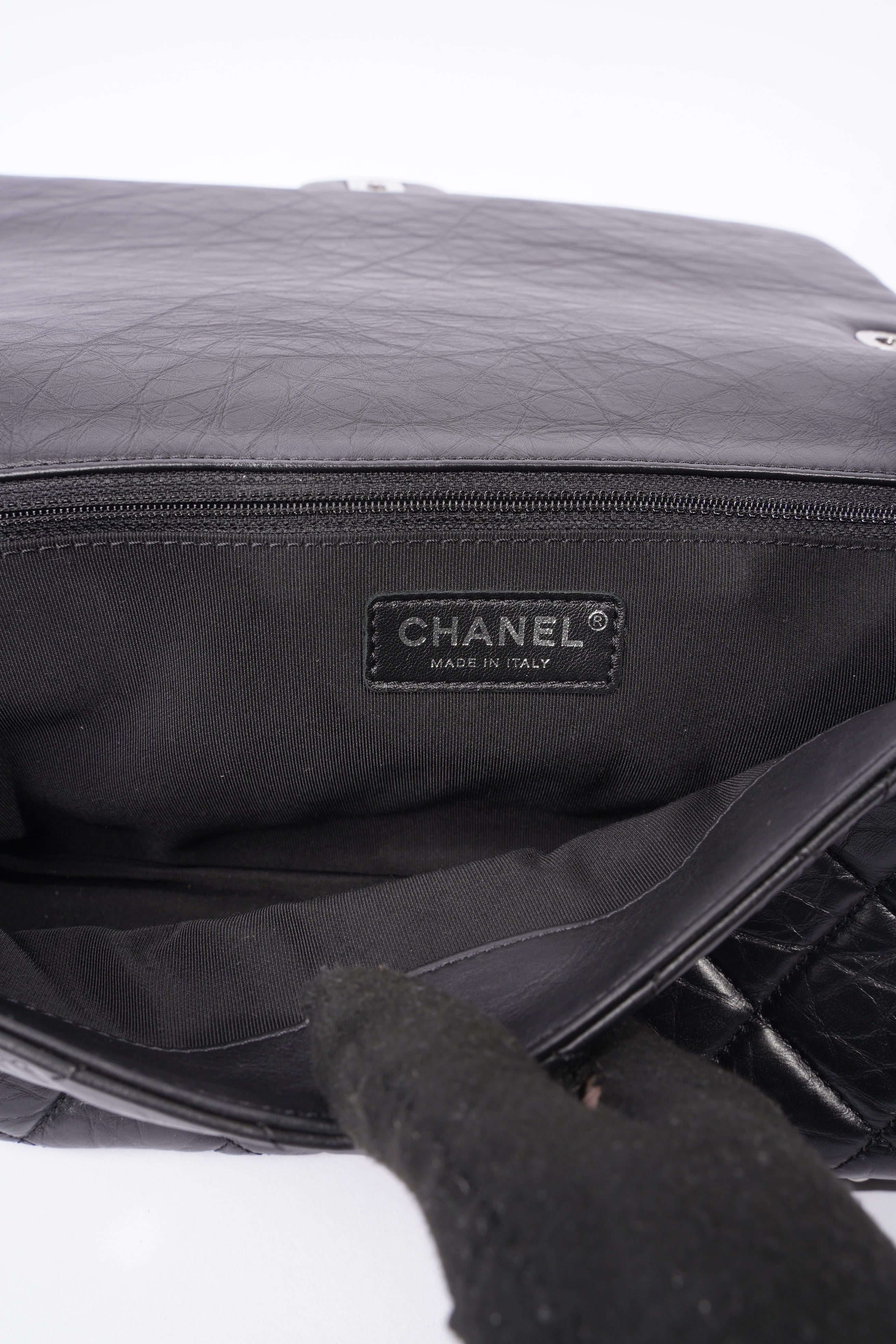Chanel Chain Around Jumbo Flap Black Leather