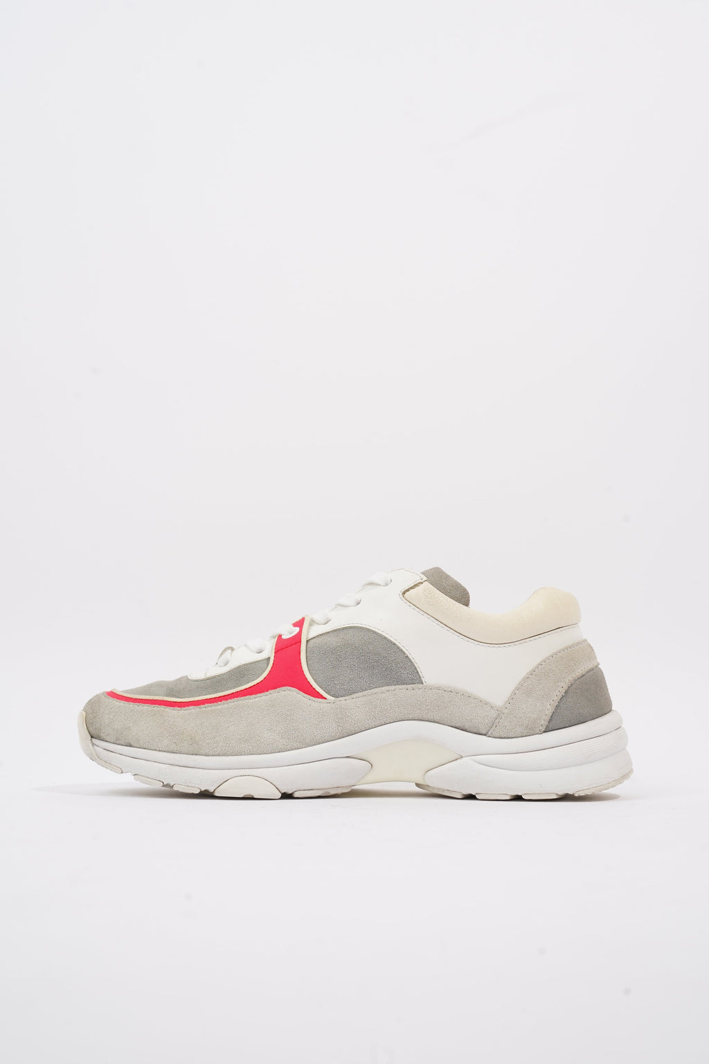 Chanel CC Logo Sneaker Grey / White / Red Suede EU 37.5 UK 4.5