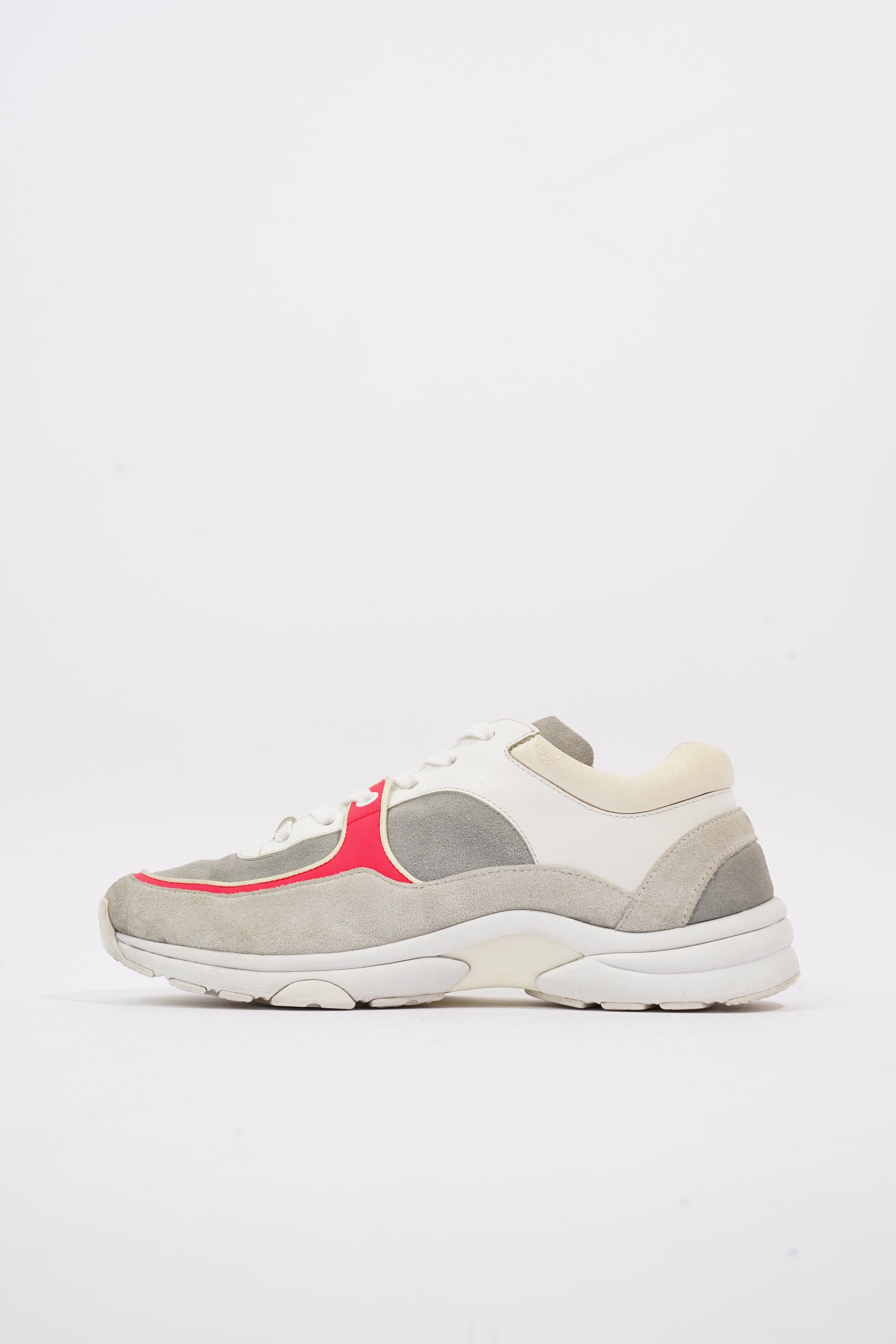 Chanel CC Logo Sneaker Grey / White / Red Suede EU 37.5 UK 4.5