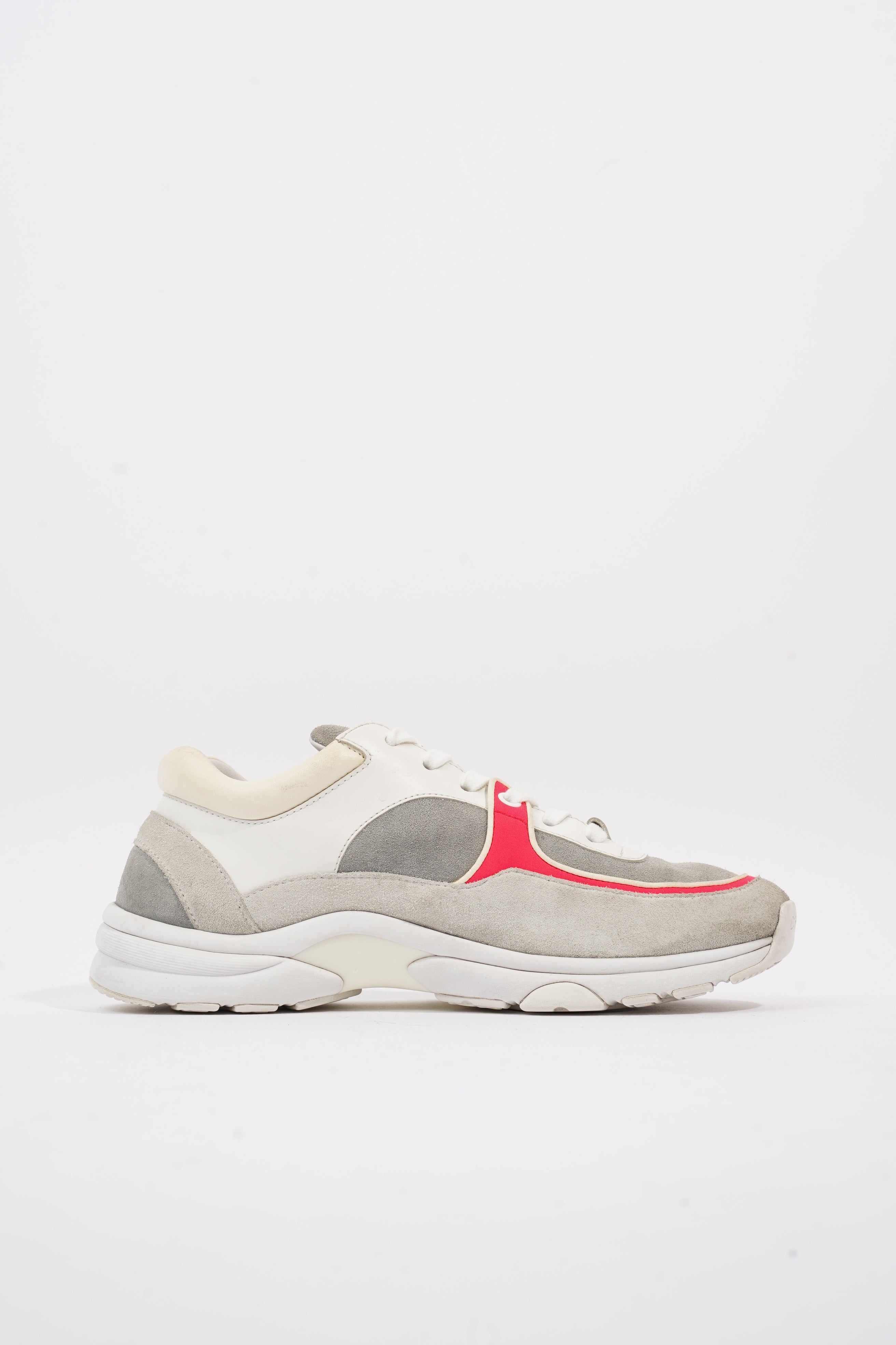 Chanel CC Logo Sneaker Grey / White / Red Suede EU 37.5 UK 4.5