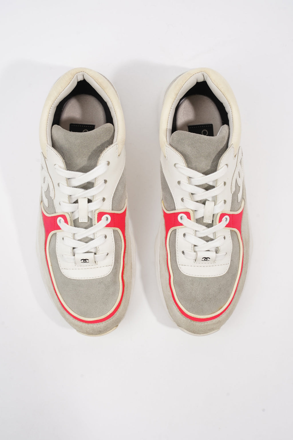 Chanel CC Logo Sneaker Grey / White / Red Suede EU 37.5 UK 4.5