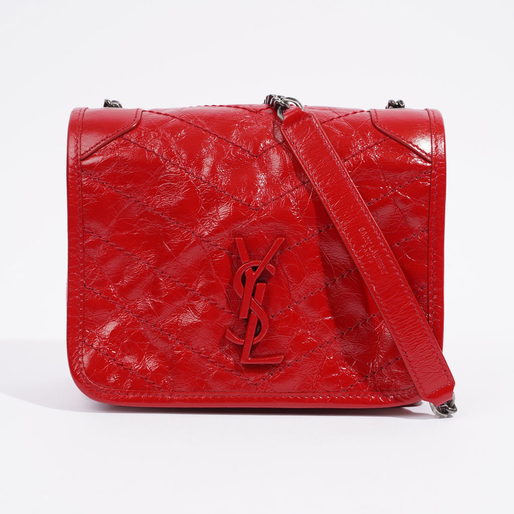 Saint Laurent Niki Chain Wallet Red Leather Mini