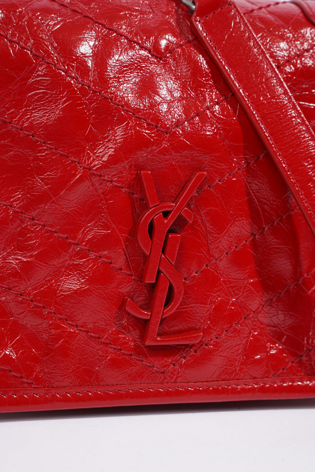 Saint Laurent Niki Chain Wallet Red Leather Mini