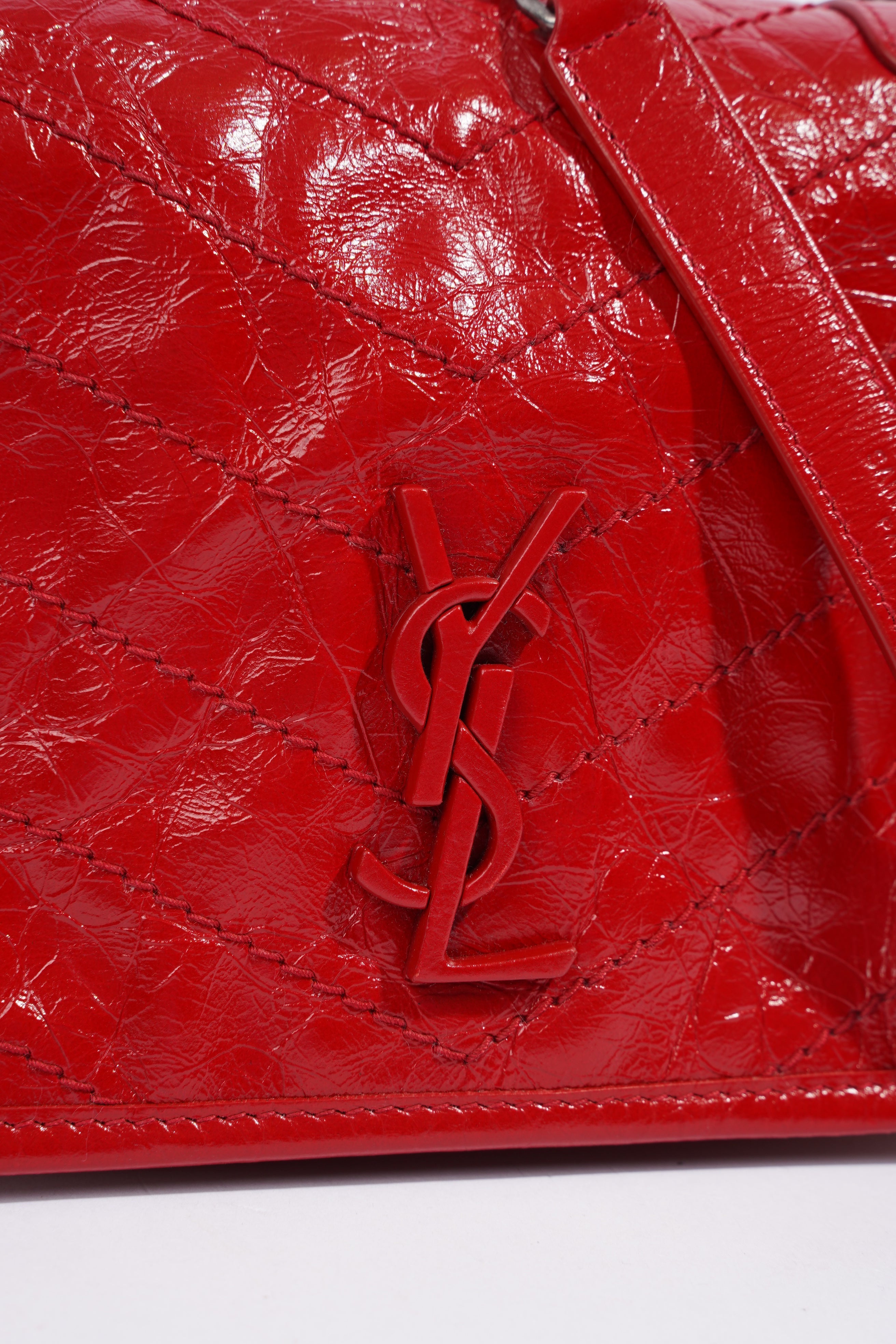 Saint Laurent Niki Chain Wallet Red Leather Mini