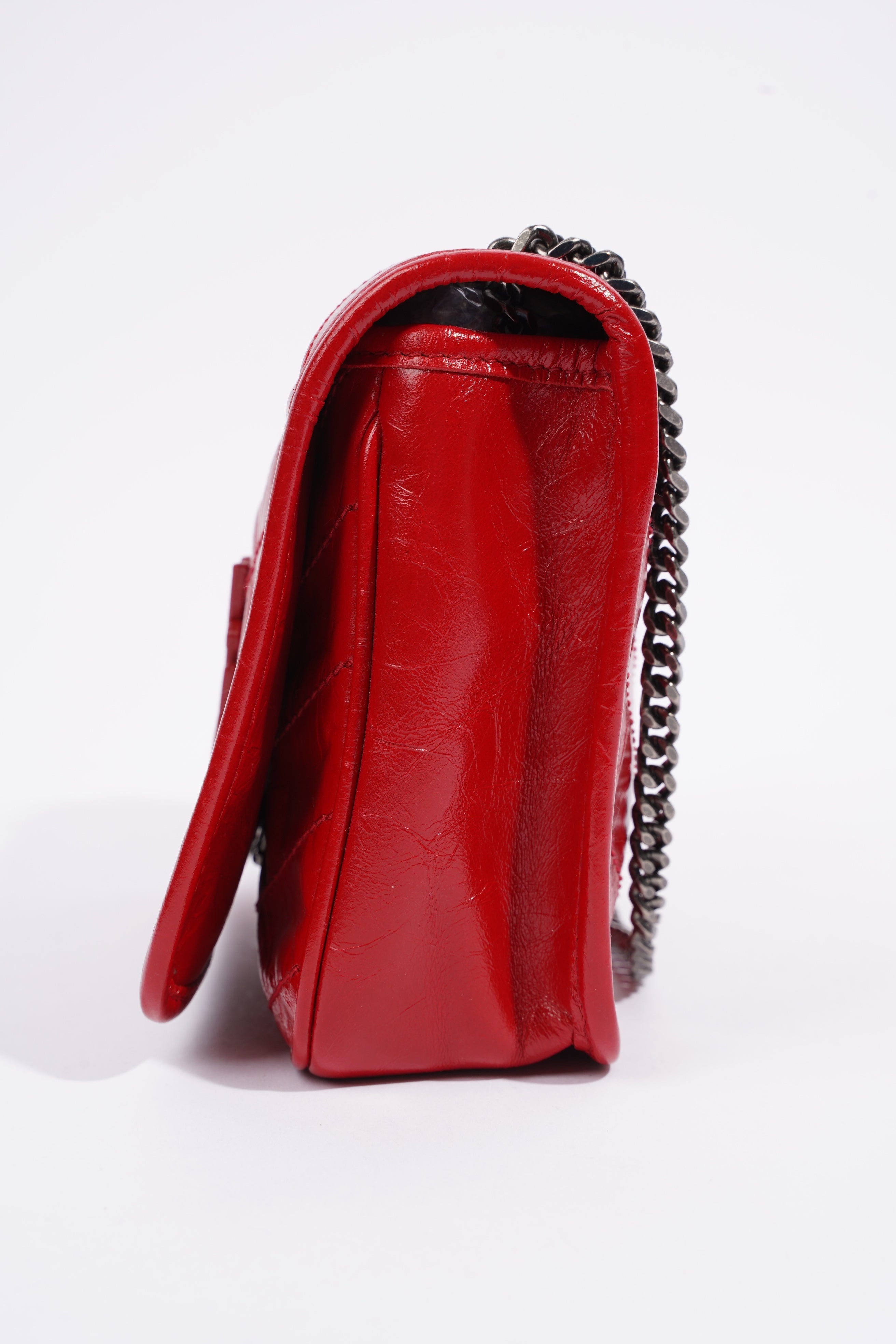 Saint Laurent Niki Chain Wallet Red Leather Mini