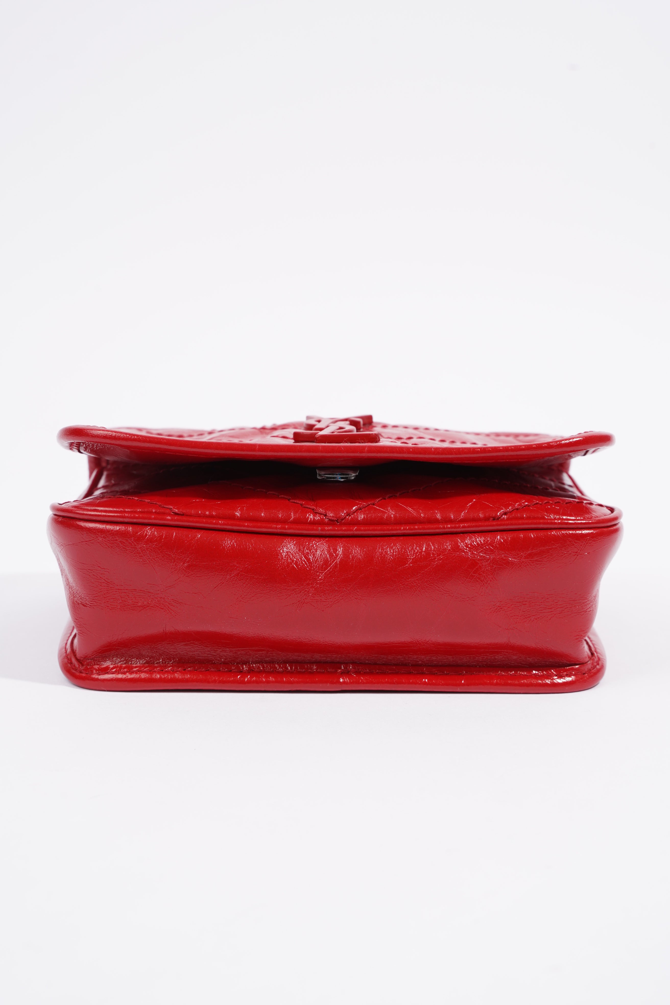 Saint Laurent Niki Chain Wallet Red Leather Mini