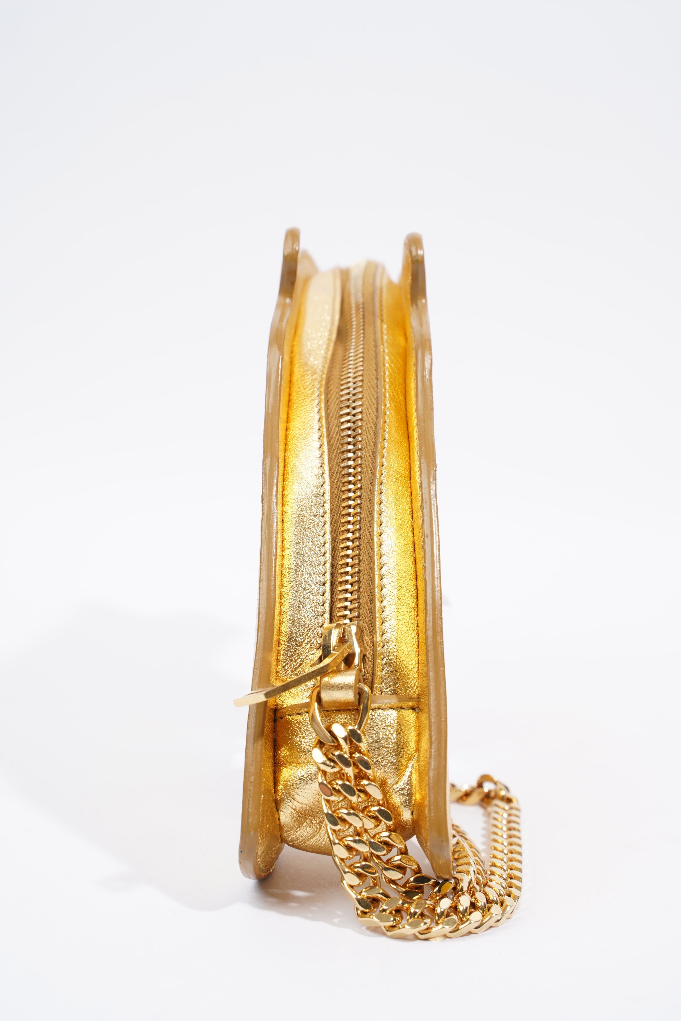 Saint Laurent Pistol Clutch Gold Leather