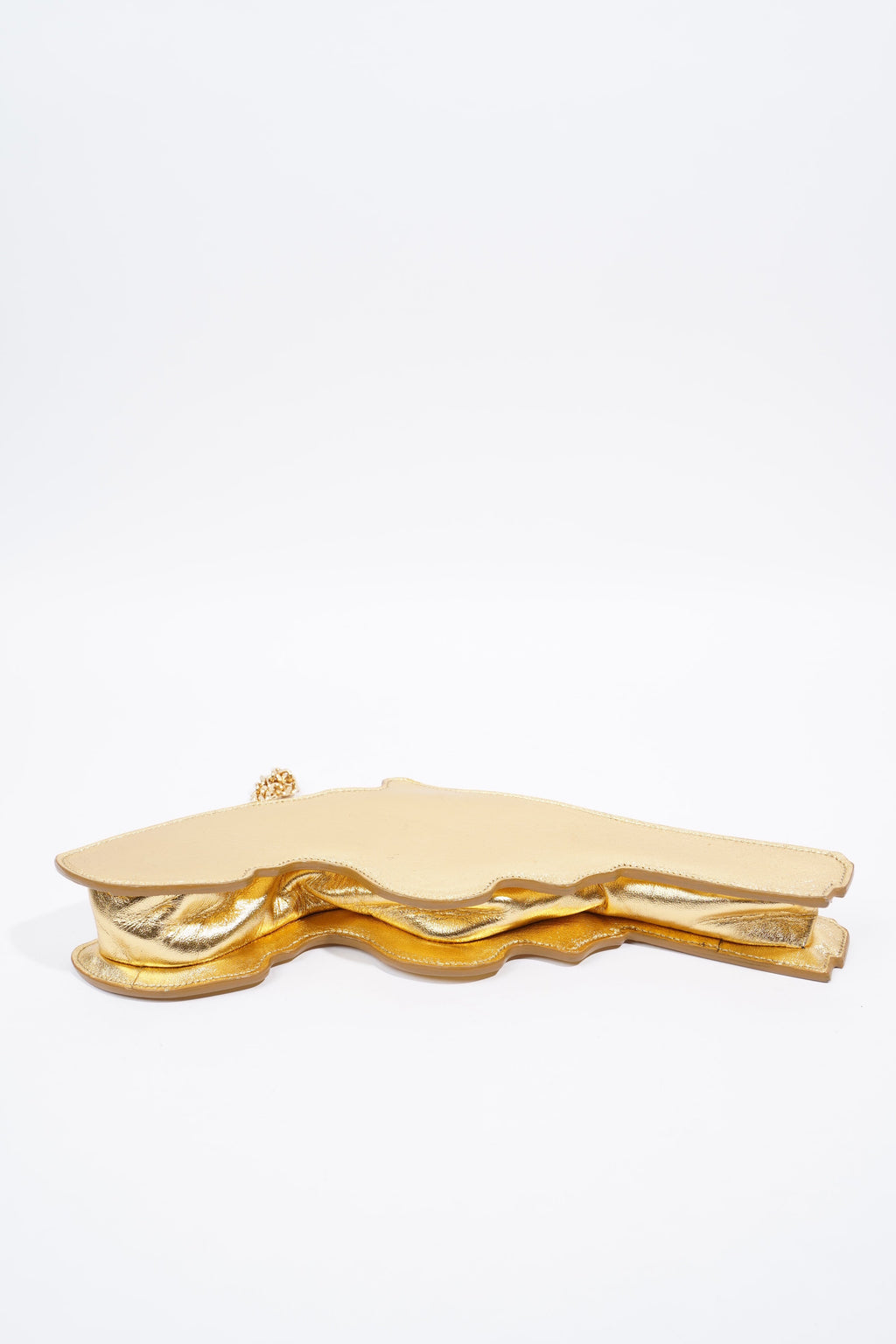 Saint Laurent Pistol Clutch Gold Leather