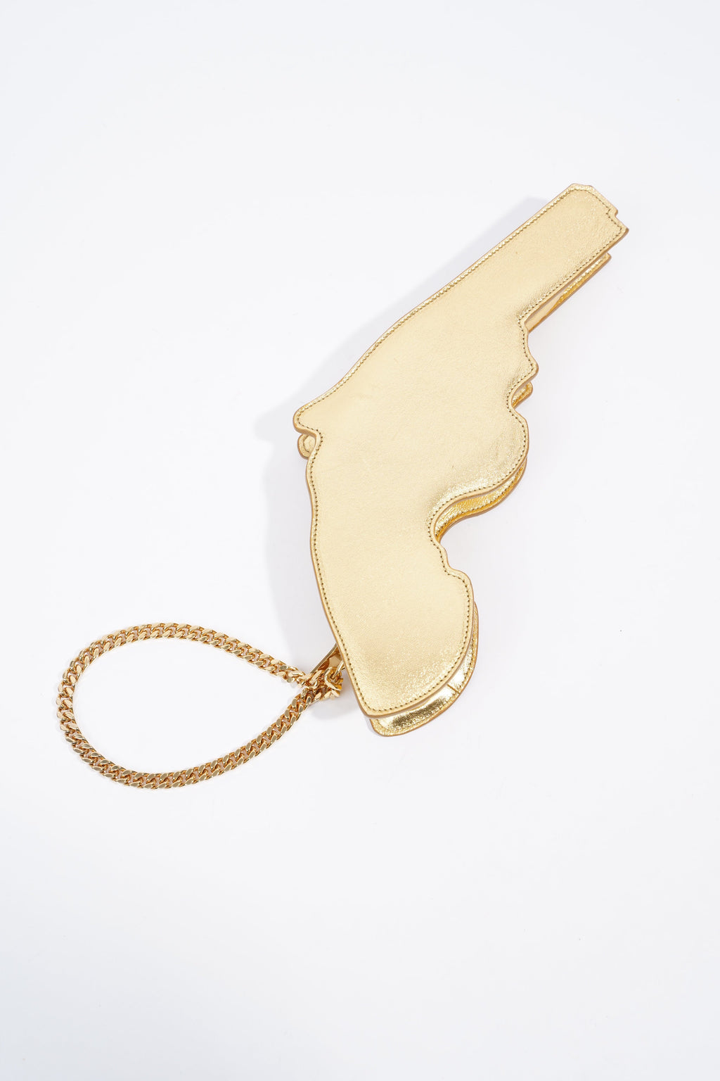 Saint Laurent Pistol Clutch Gold Leather