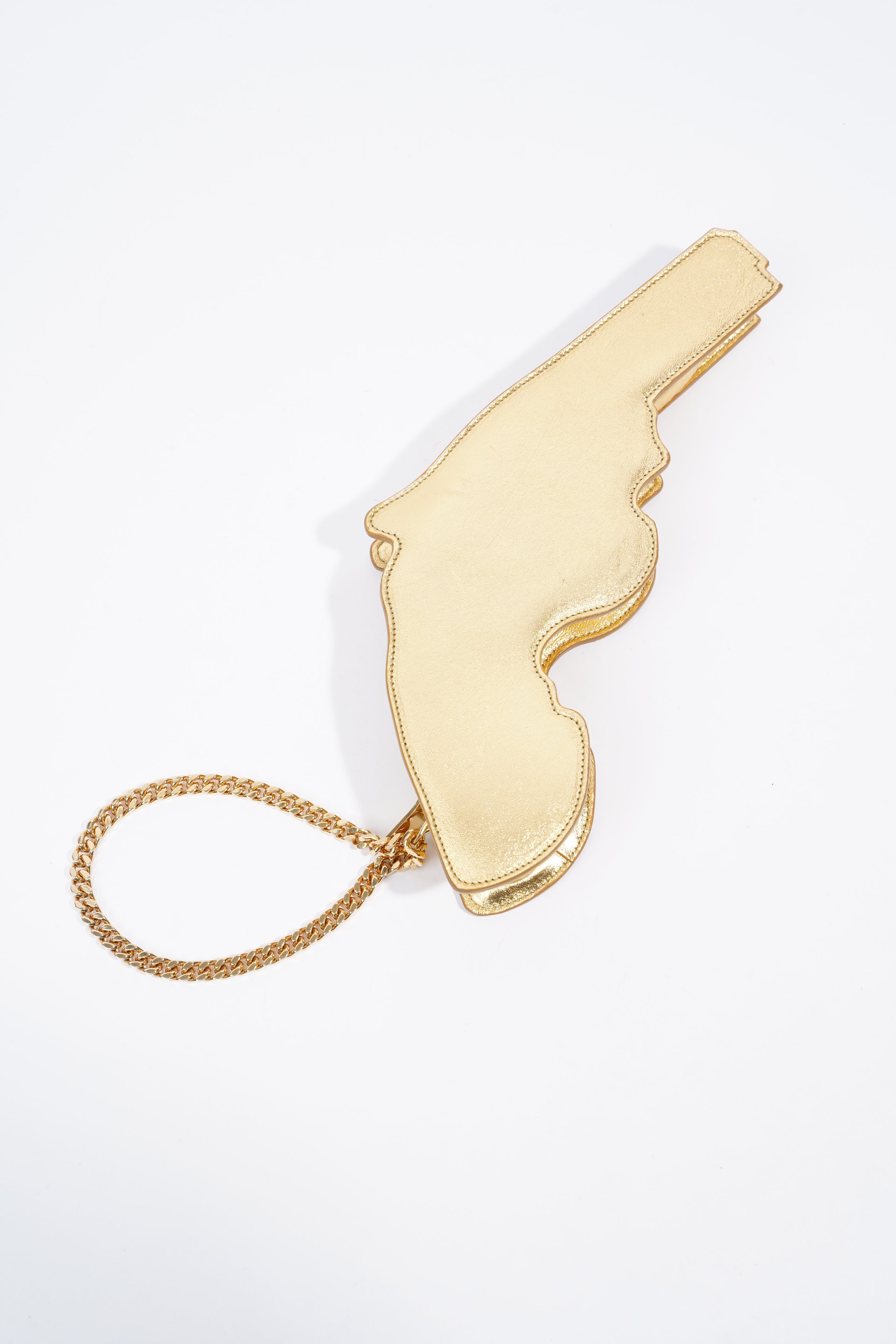 Saint Laurent Pistol Clutch Gold Leather