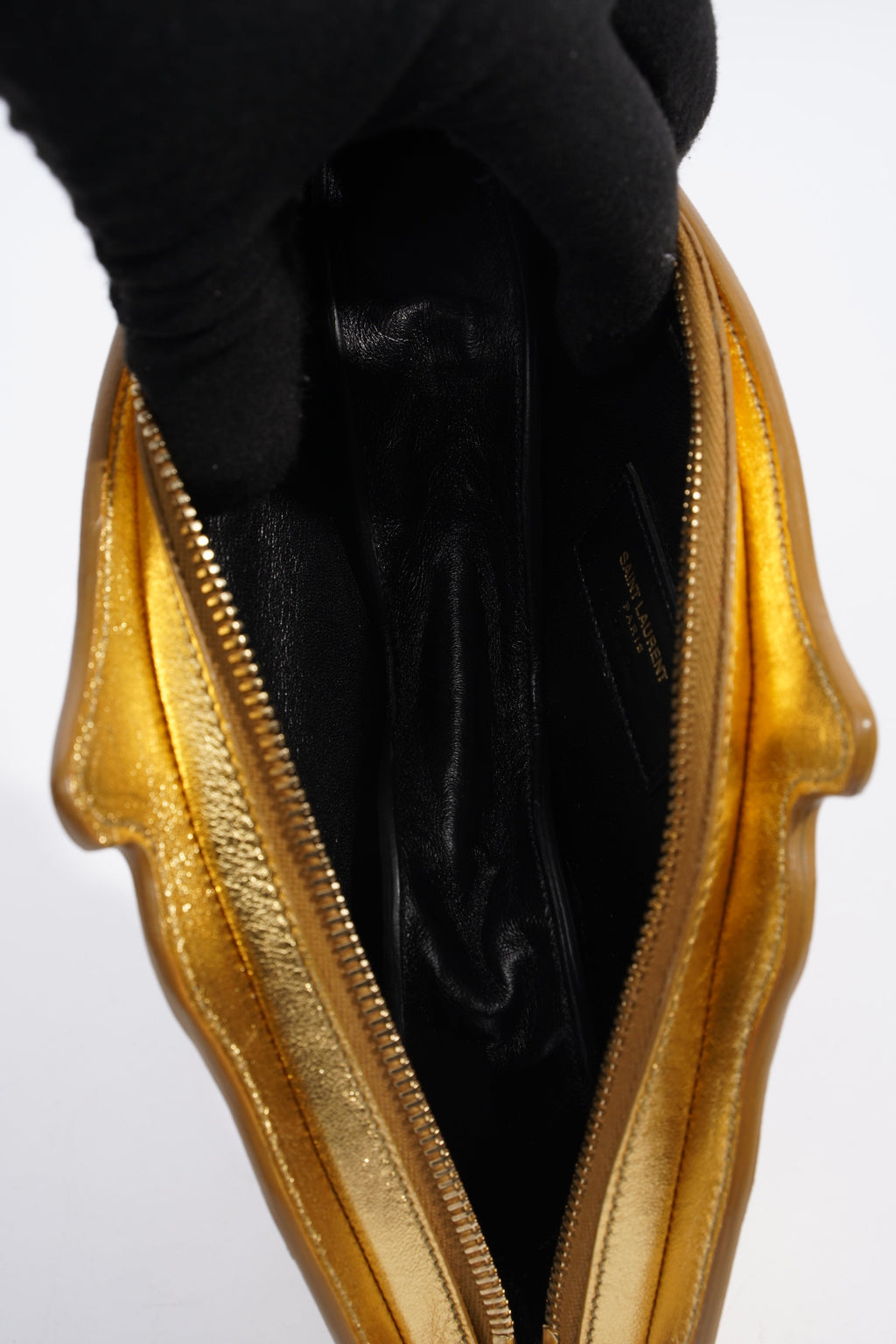 Saint Laurent Pistol Clutch Gold Leather