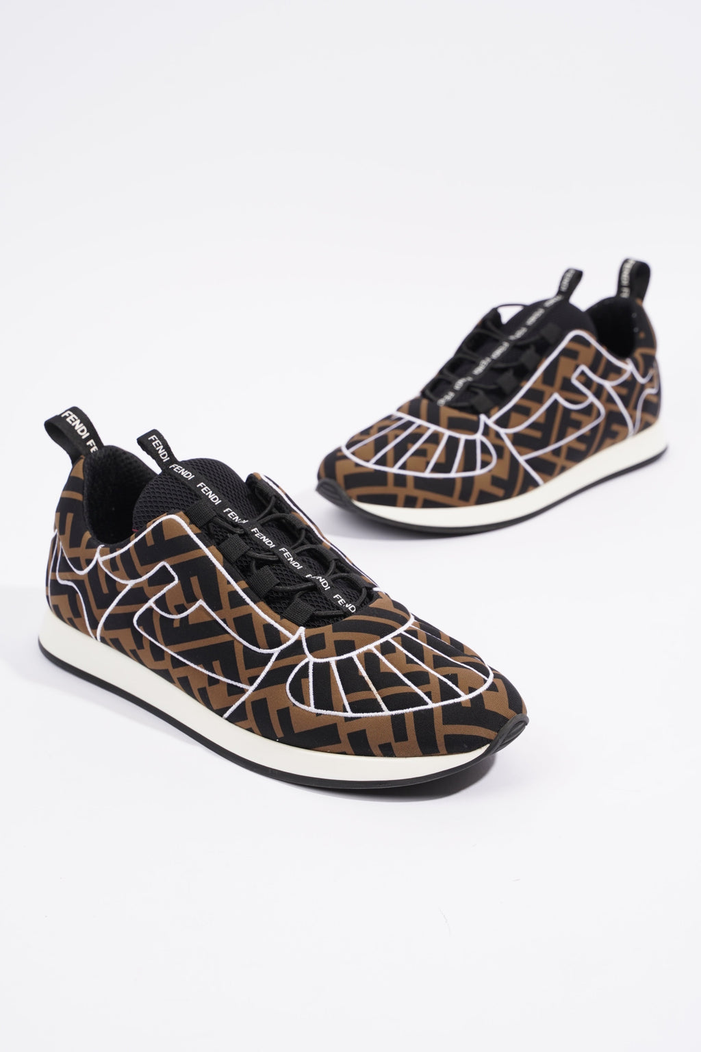 Fendi FFreedom Sneakers Brown / White Fabric EU 39 UK 6