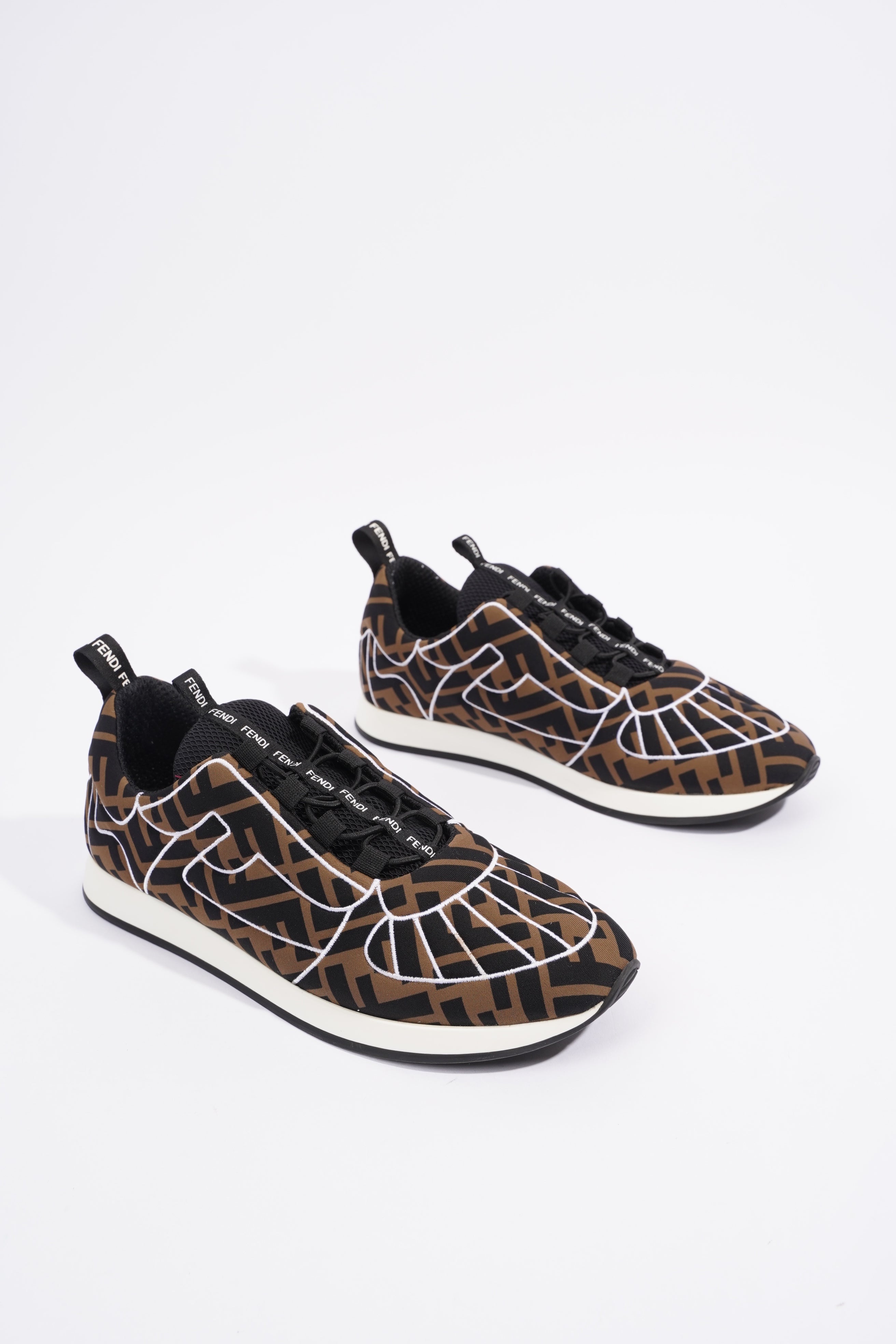 Fendi FFreedom Sneakers Brown / White Fabric EU 39 UK 6