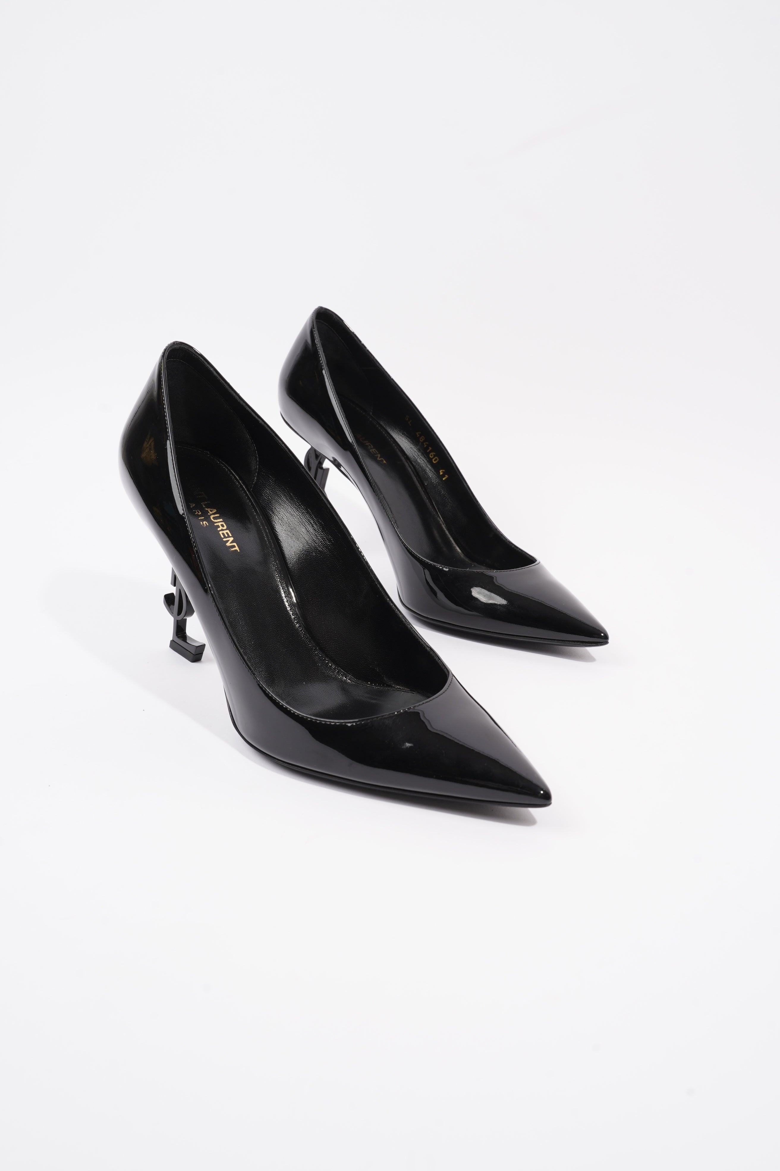 Saint Laurent Opyum Heels 85 Patent Black Patent Leather EU 41 UK 8