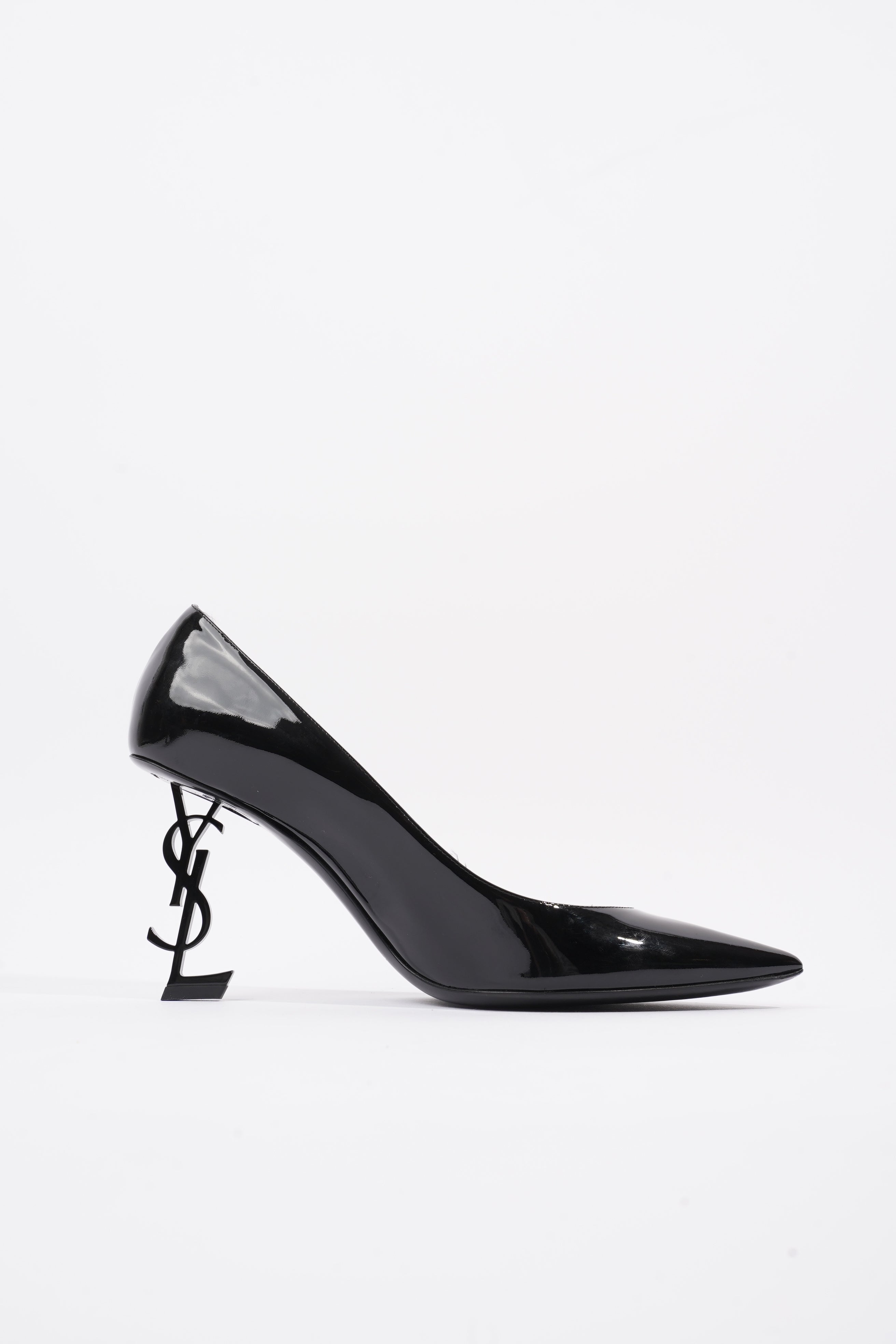 Saint Laurent Opyum Heels 85 Patent Black Patent Leather EU 41 UK 8