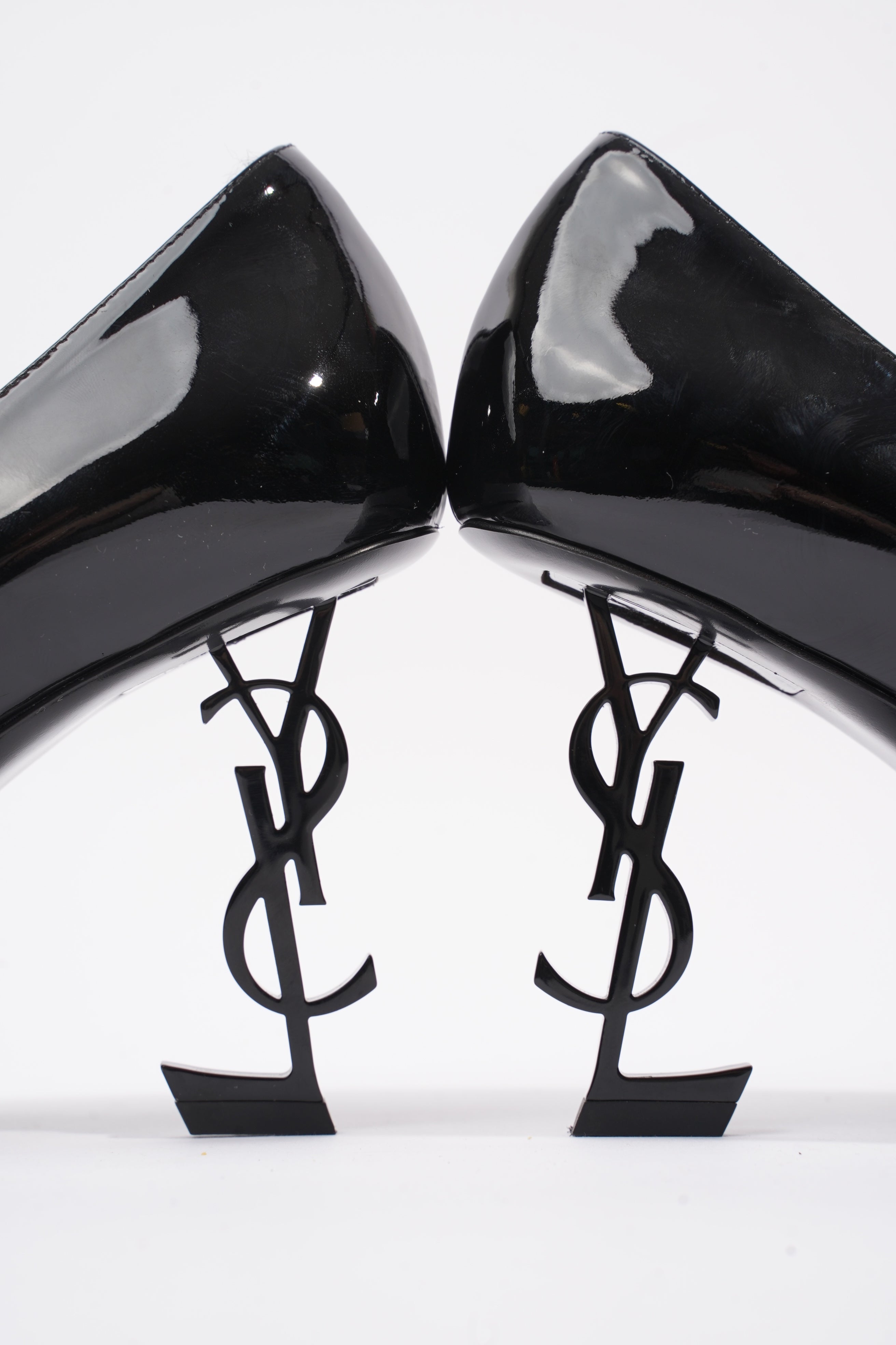 Saint Laurent Opyum Heels 85 Patent Black Patent Leather EU 41 UK 8