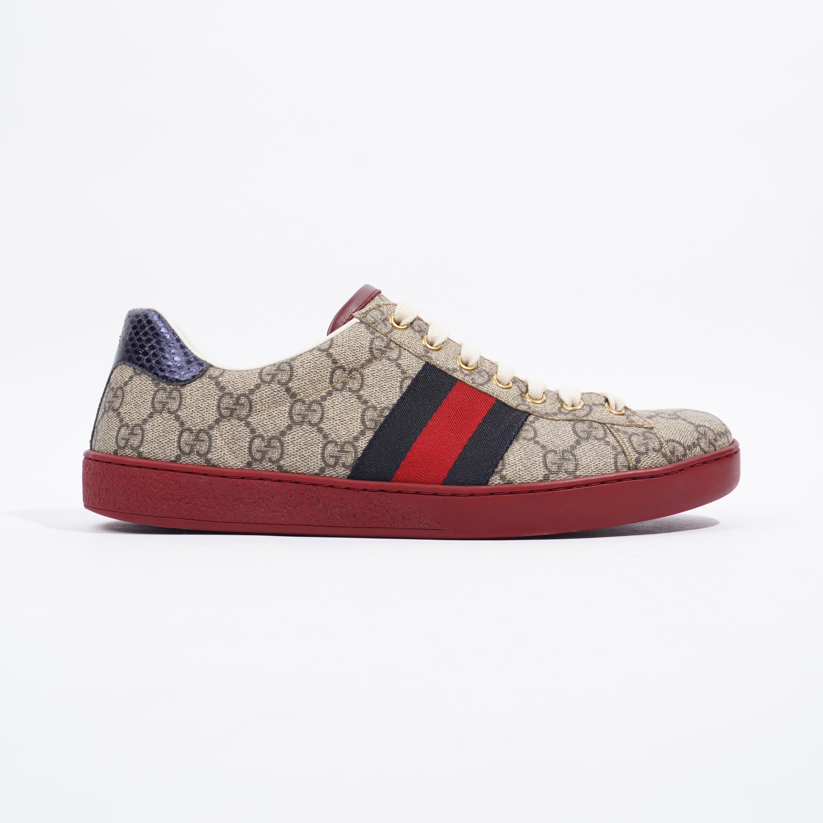 Gucci GG Ace Supreme Beige / Red Canvas EU 42 UK 8