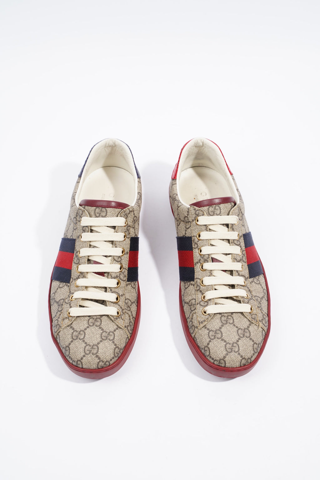 Gucci GG Ace Supreme Beige / Red Canvas EU 42 UK 8