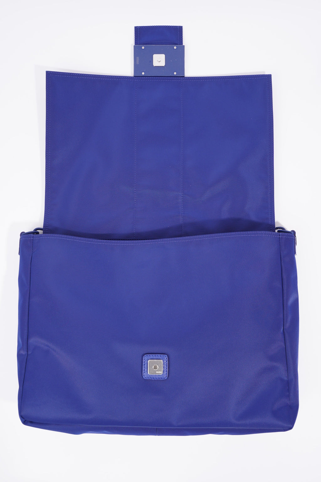 Fendi Baguette Messenger Bag Blue Nylon Large