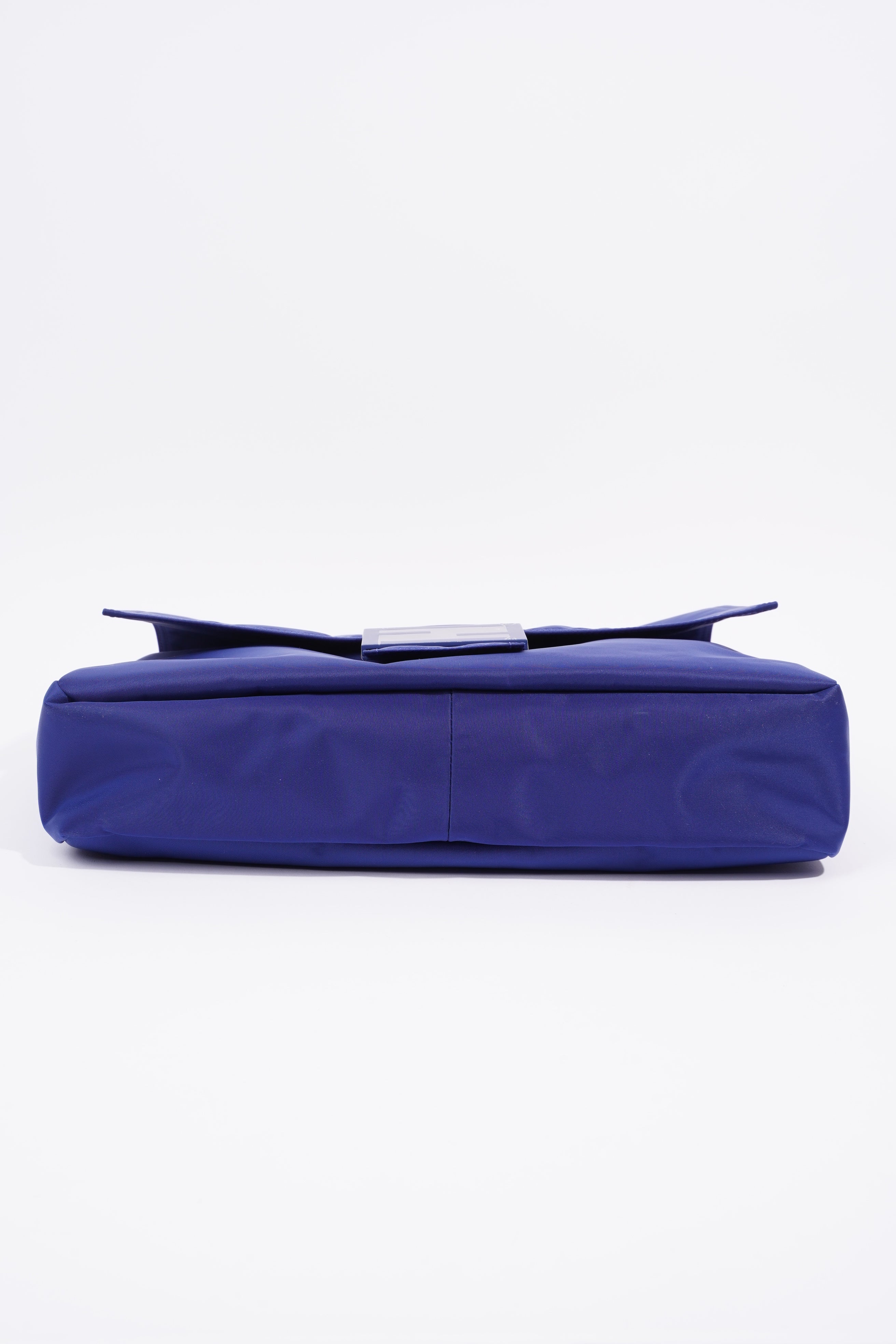 Fendi Baguette Messenger Bag Blue Nylon Large