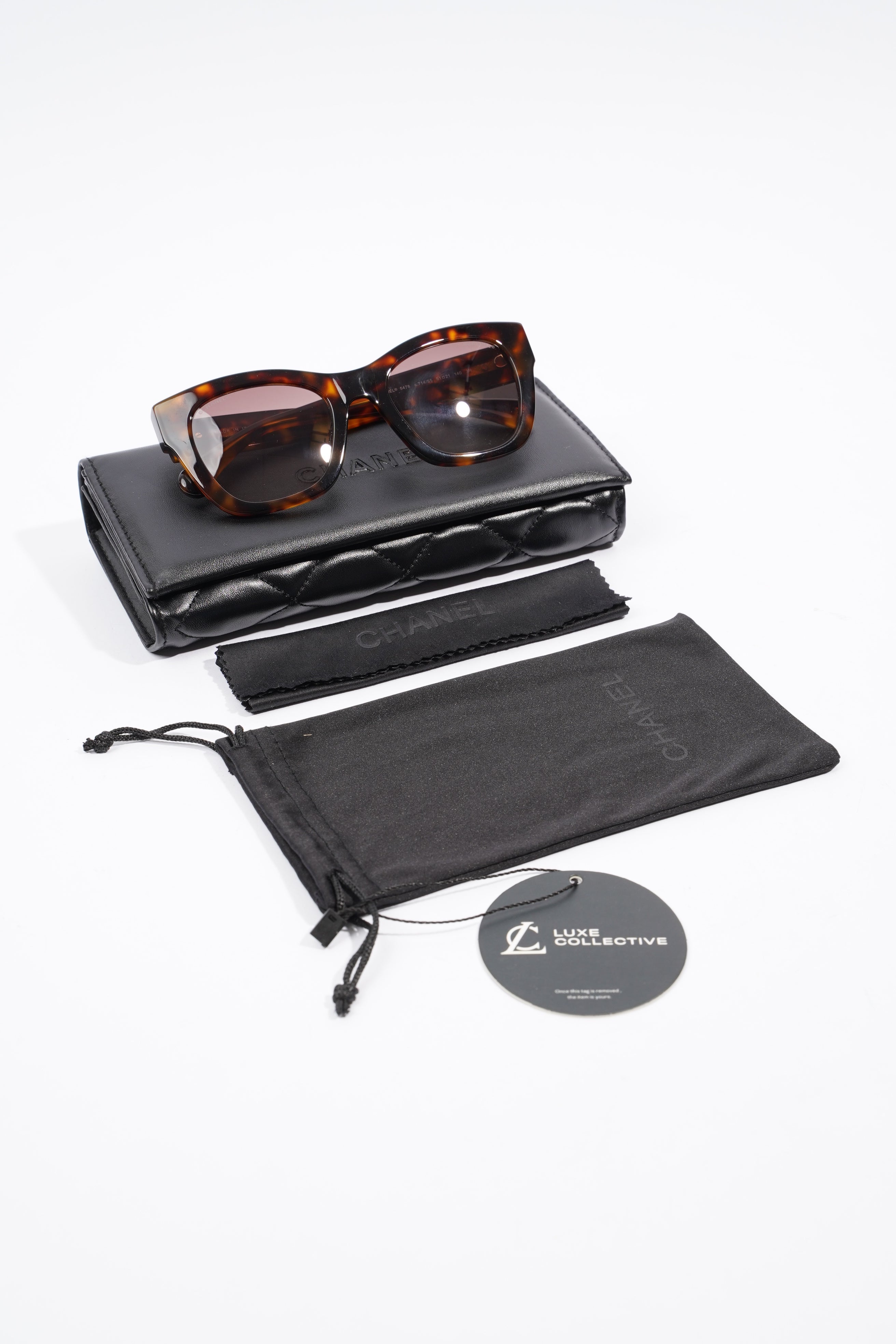 Chanel Square Sunglasses Tortoise Shell Acetate 140